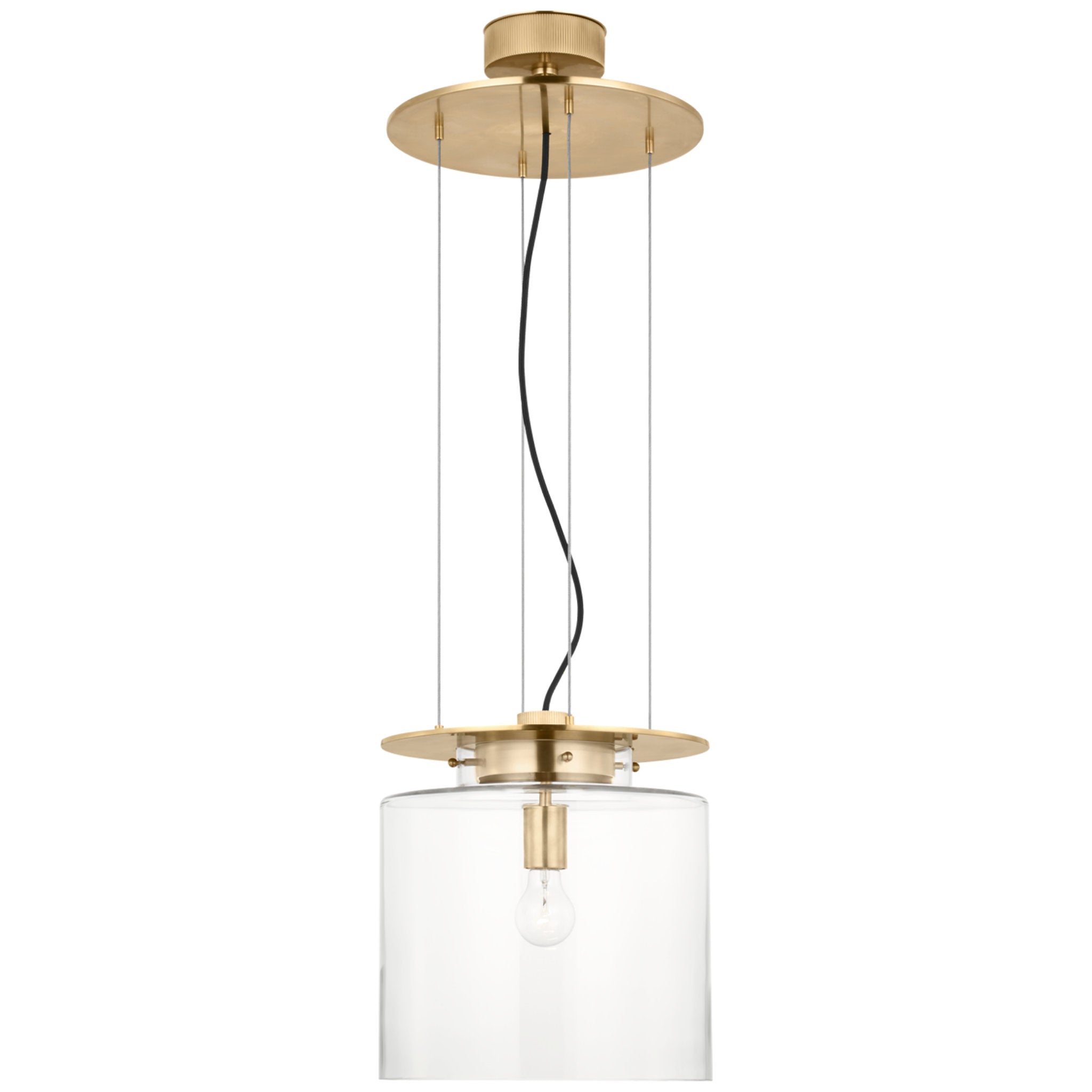Ray Booth Elias 13" Floating Pendant in Antique-Burnished Brass with Clear Glass Ceiling Light W13"