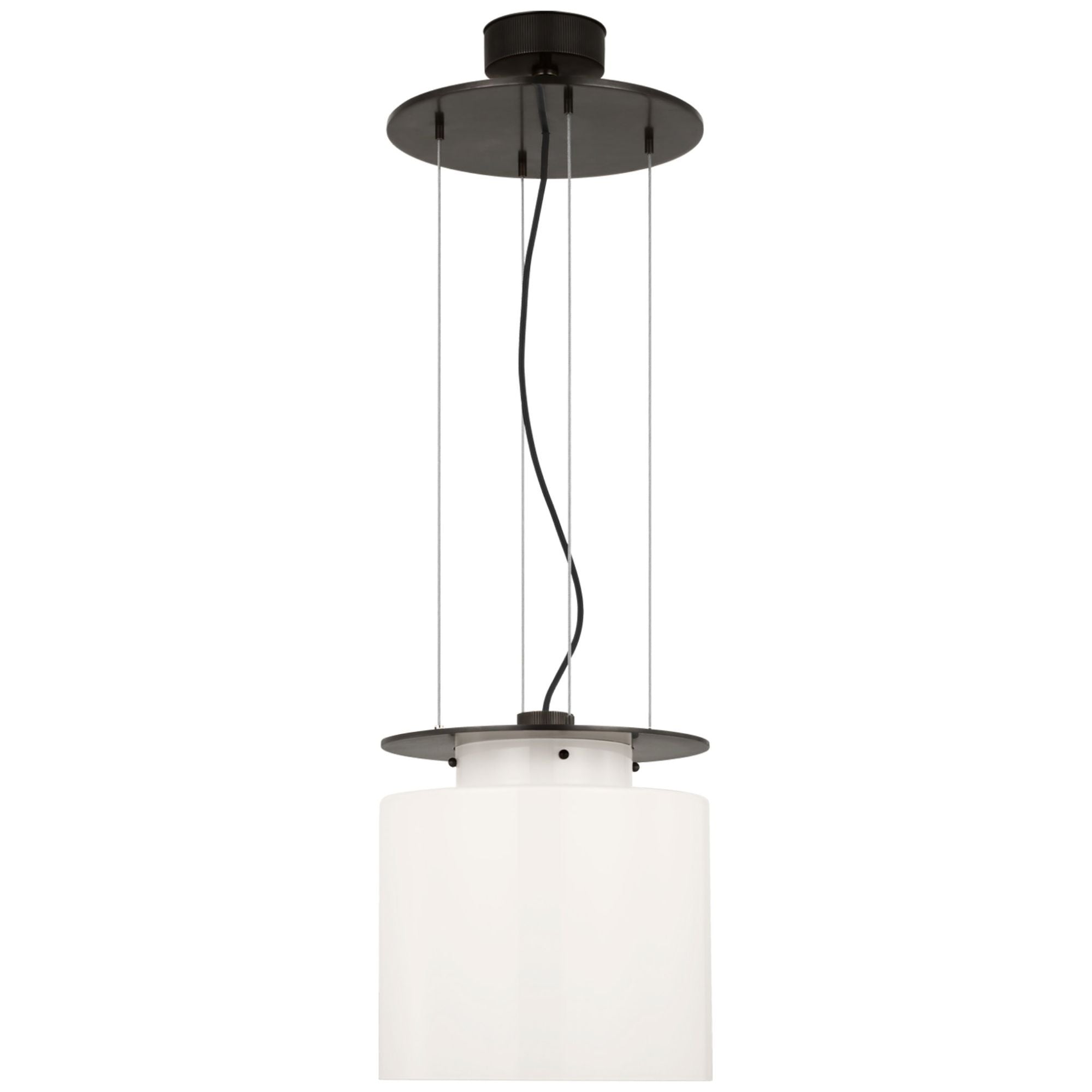 Ray Booth Elias 13" Floating Pendant in Bronze with White Glass Ceiling Light W13"