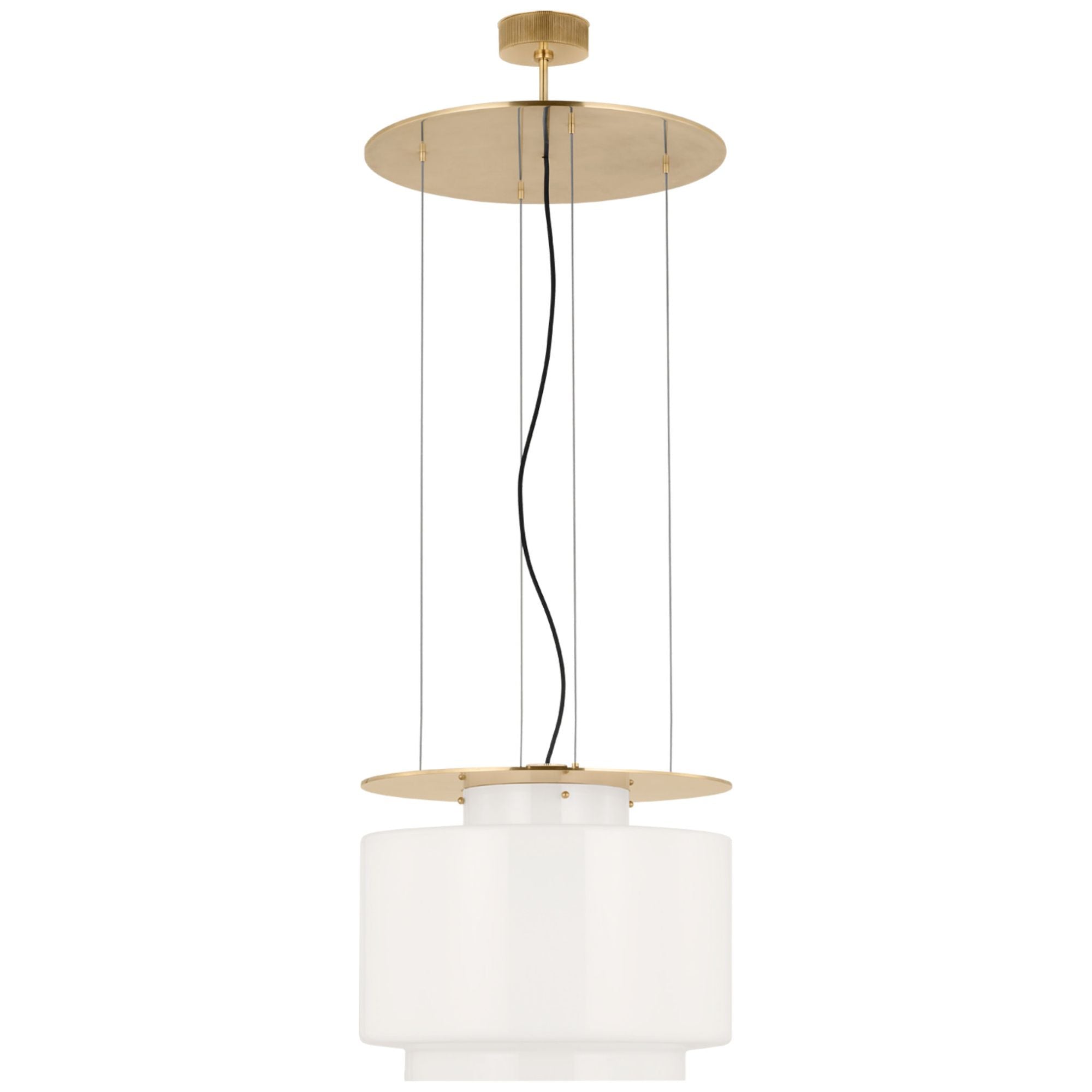 Ray Booth Elias 20" Floating Pendant in Antique-Burnished Brass with White Glass Ceiling Light W20"