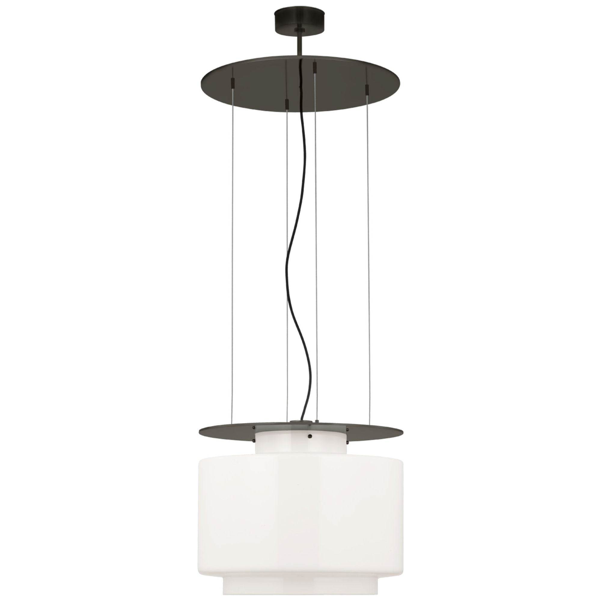 Ray Booth Elias 20" Floating Pendant in Bronze with White Glass Ceiling Light W20"