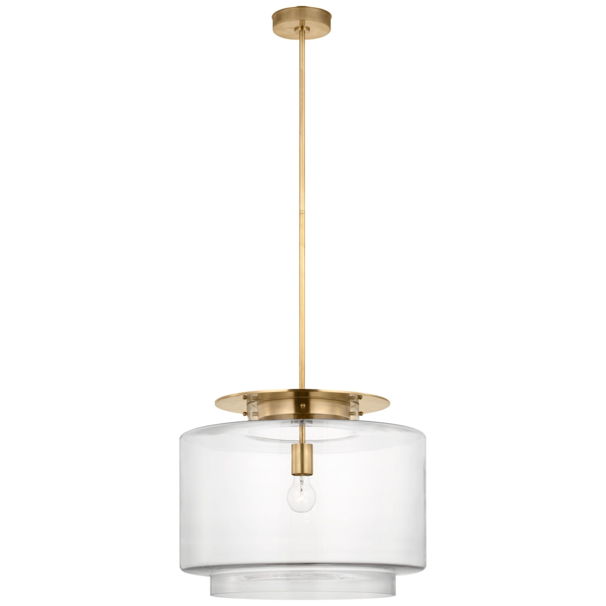Ray Booth Elias 20" Pendant in Antique-Burnished Brass with Clear Glass Ceiling Light W20"