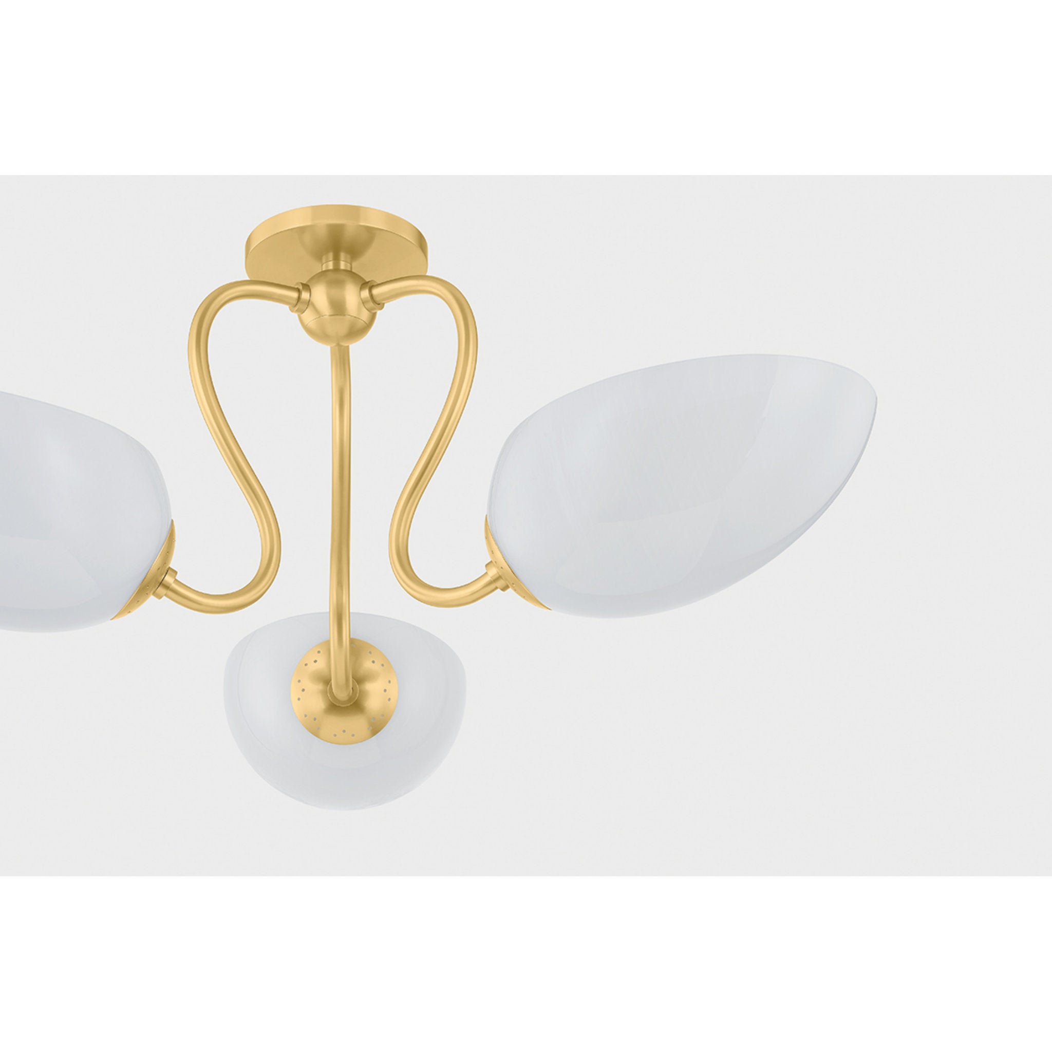 Reva 3-Light Semi Flush in Aged Brass 27.5W x 11.75H