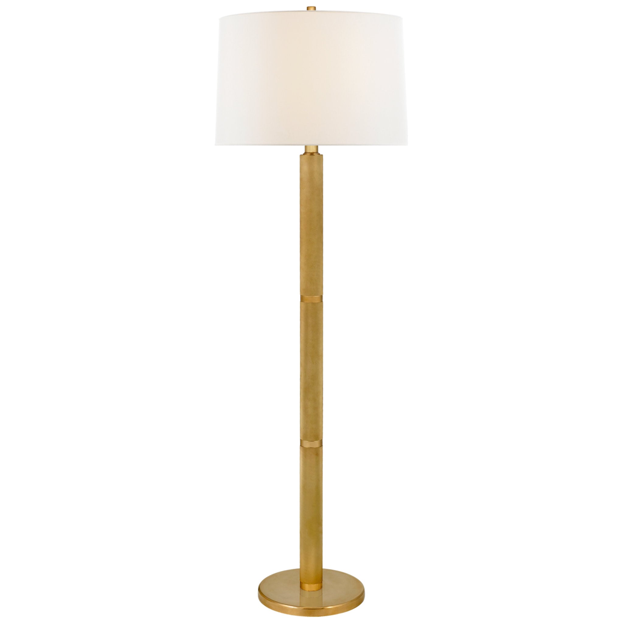 Ralph Lauren Barrett Large Knurled Floor Lamp in Natural Brass with Linen Shade W21" x H64"