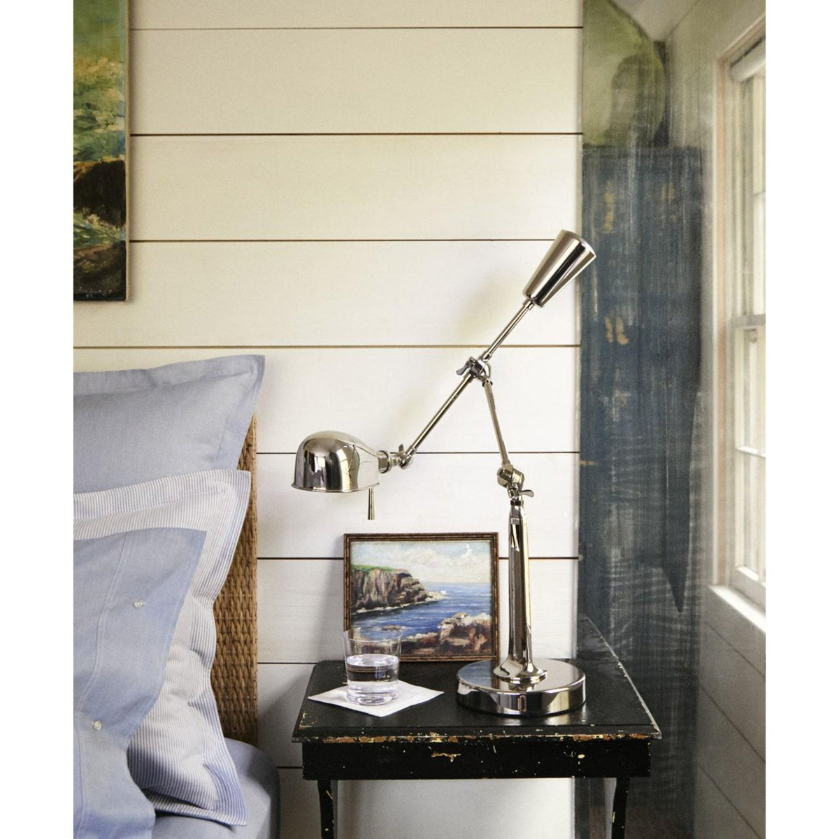 Ralph Lauren RL '67 Boom Arm Desk Lamp in Polished Nickel W8" x H35" x E28"
