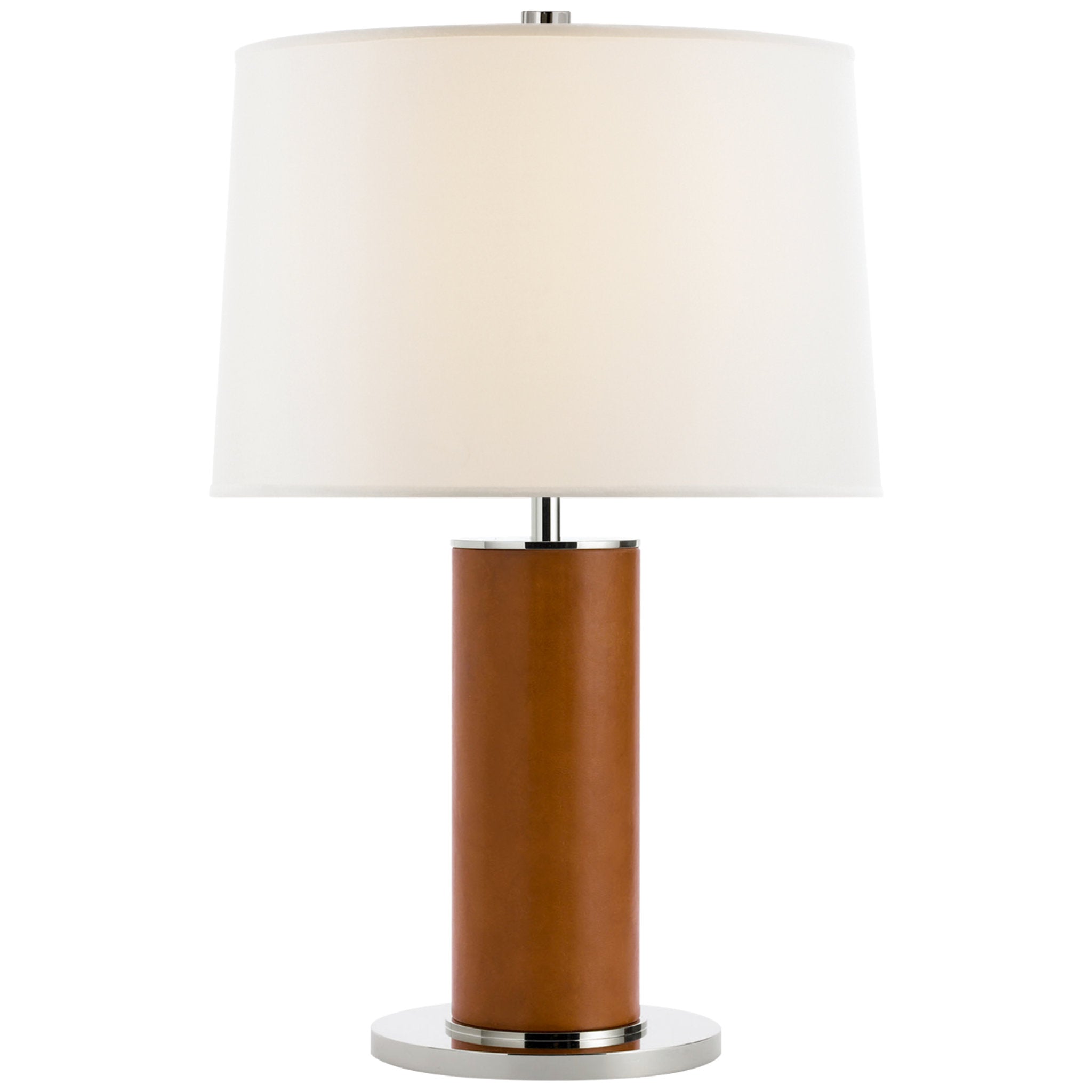 Ralph Lauren Beckford Table Lamp in Saddle Leather with Linen Shade W15" x H24"