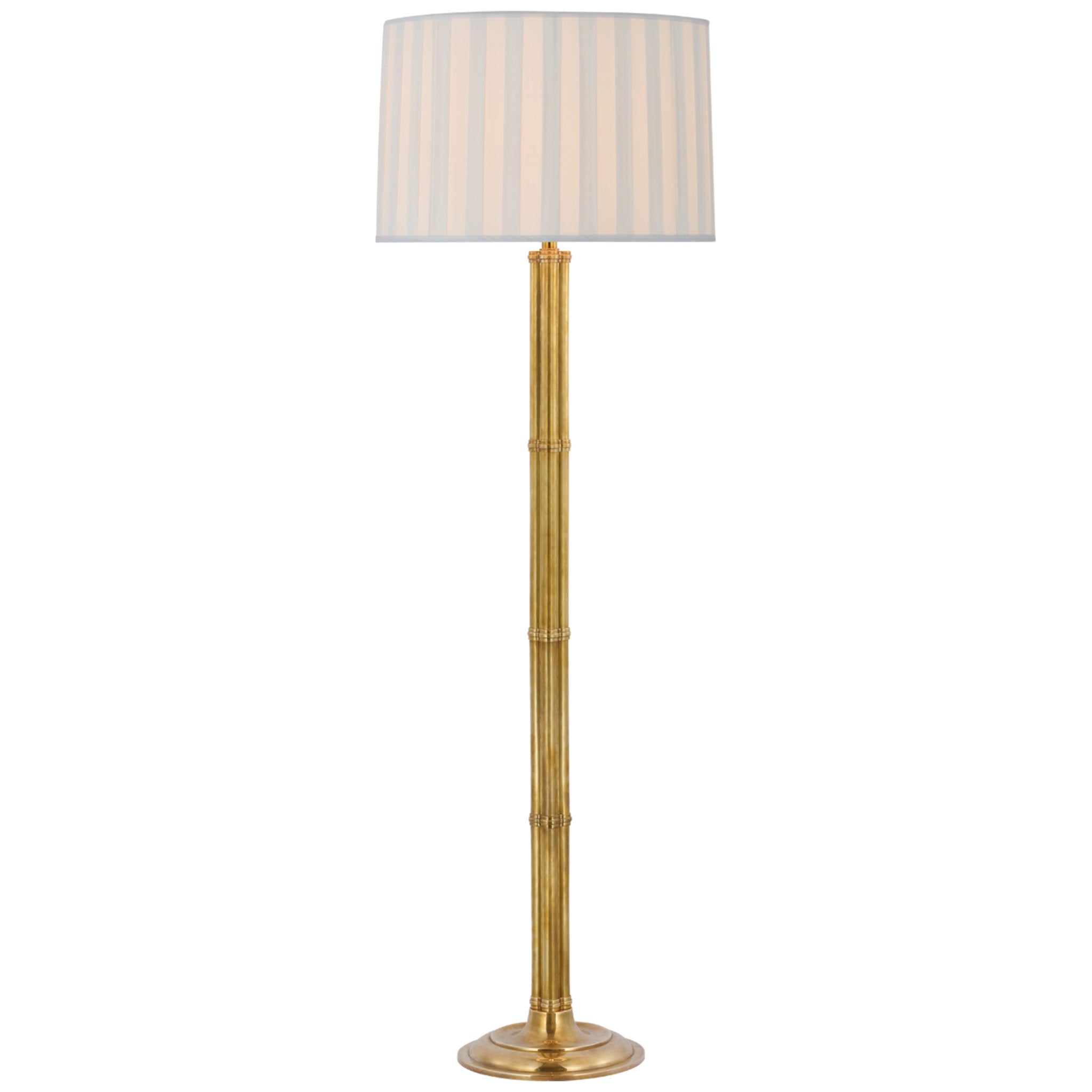 Ralph Lauren Downing Large Floor Lamp in Natural Brass with Silk Box Pleat Shade W21" x H66"