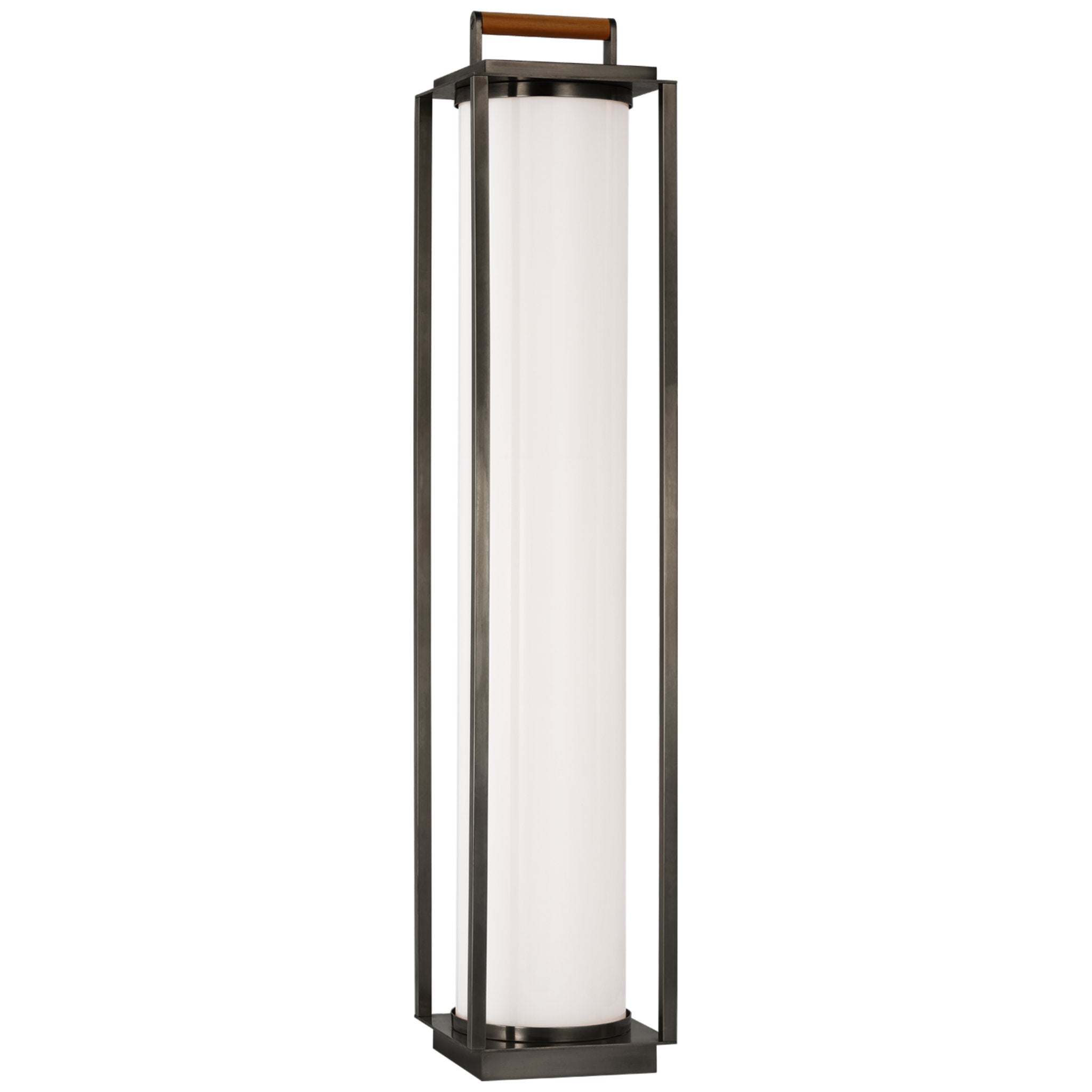 Ralph Lauren Northport Floor Lantern in Bronze and Teak with White Glass Floor Lamp W7" x H35.5"
