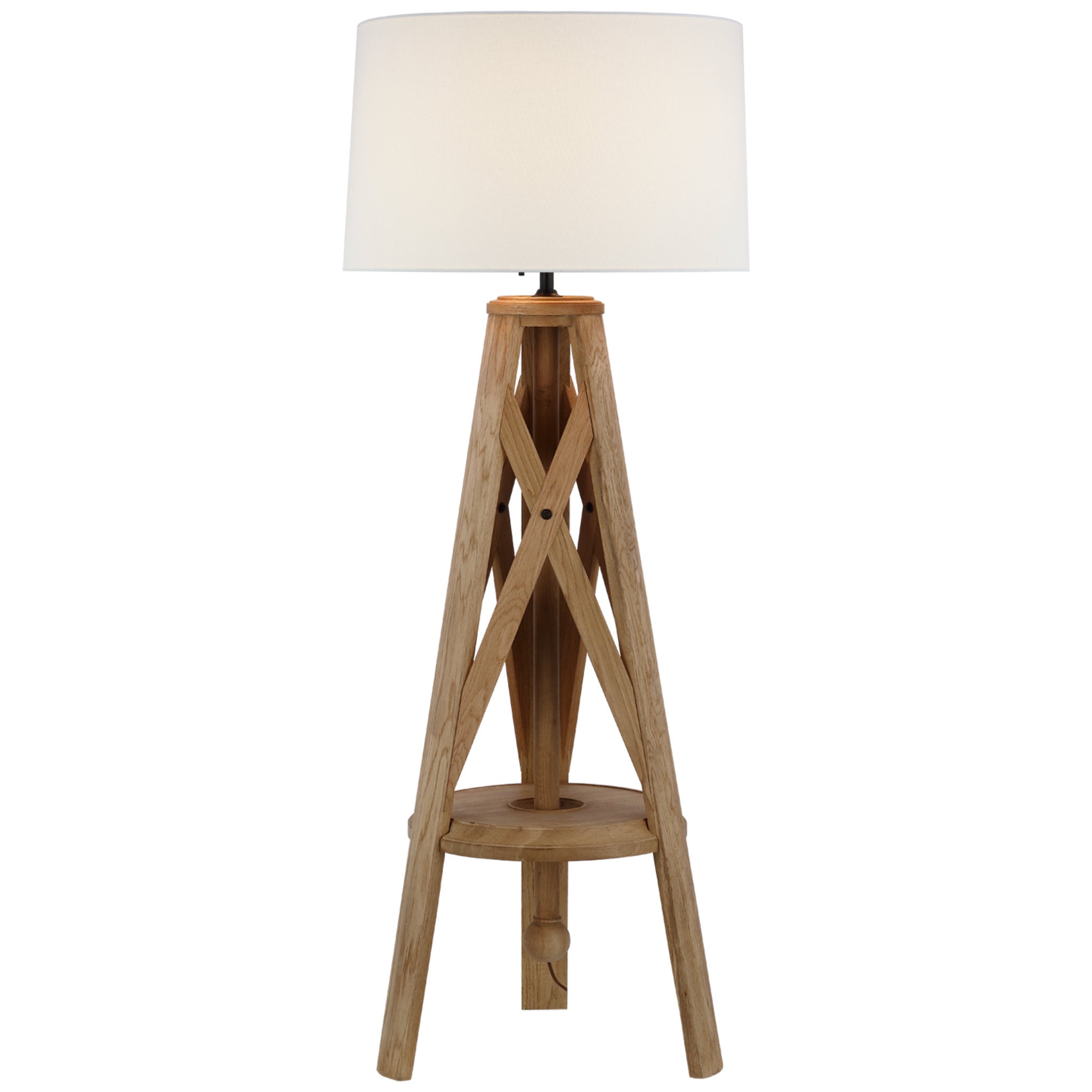 Ralph Lauren Holloway XL Tripod Floor Lamp in Natural Oak with White Parchment Shade W28" x H72.5"