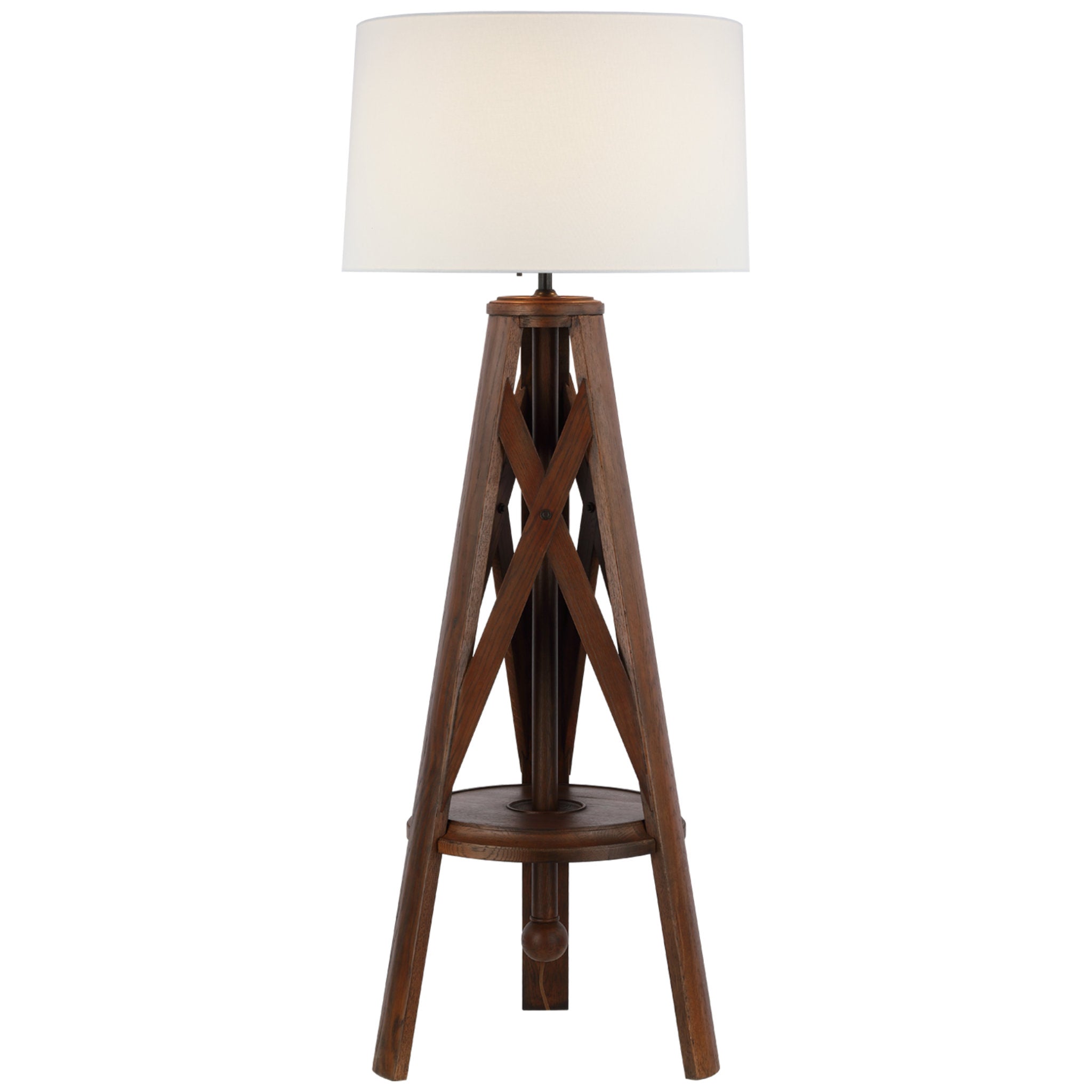Ralph Lauren Holloway XL Tripod Floor Lamp in Natural Rift Oak with White Parchment Shade W28" x H72.5"
