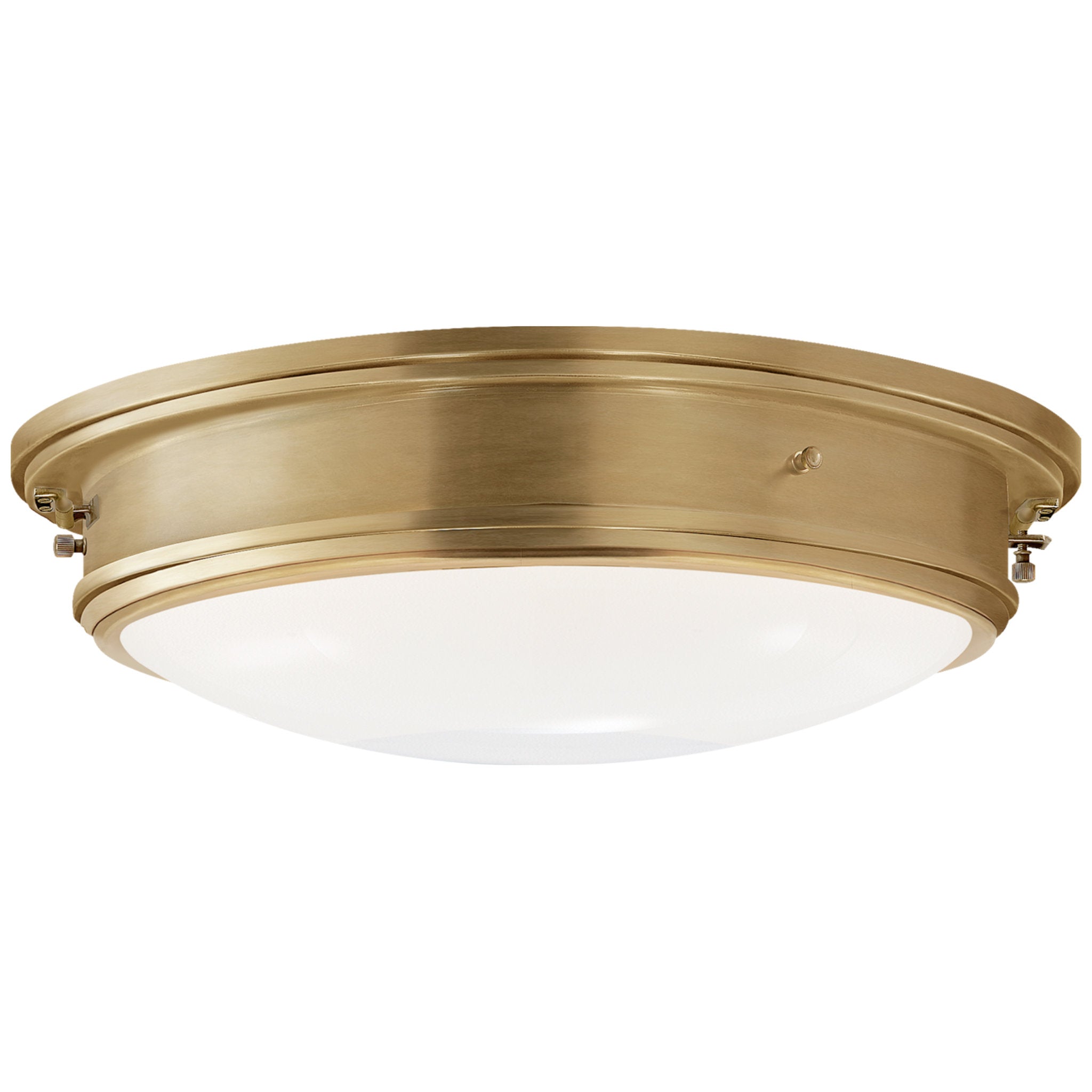 Ralph Lauren Marine Porthole Large Flush Mount in Natural Brass with White Glass Ceiling Light W16" x H5.5"