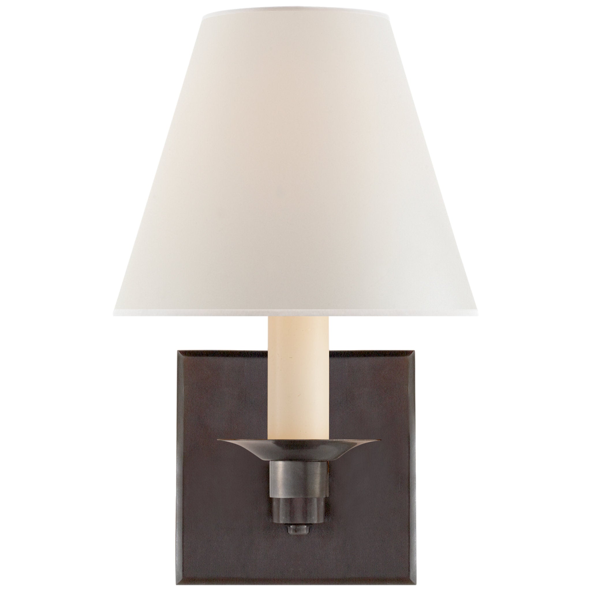 Ralph Lauren Evans Single Arm Sconce in Bronze with Percale Shade Wall Light W5" x H9.5"