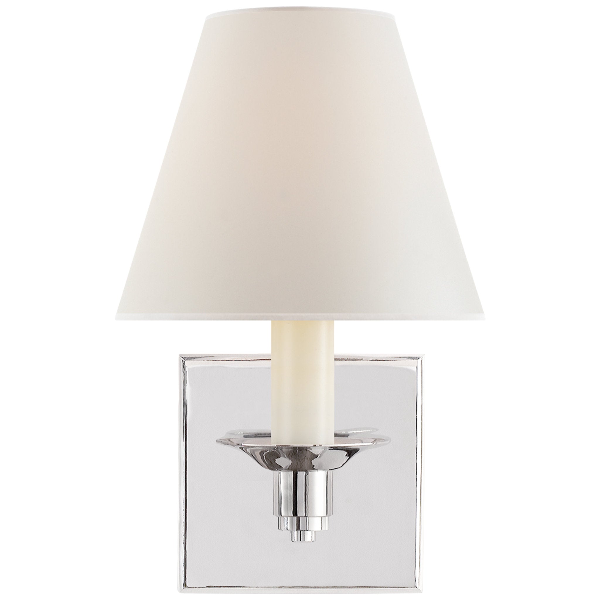 Ralph Lauren Evans Single Arm Sconce in Polished Nickel with Percale Shade Wall Light W5" x H9.5"