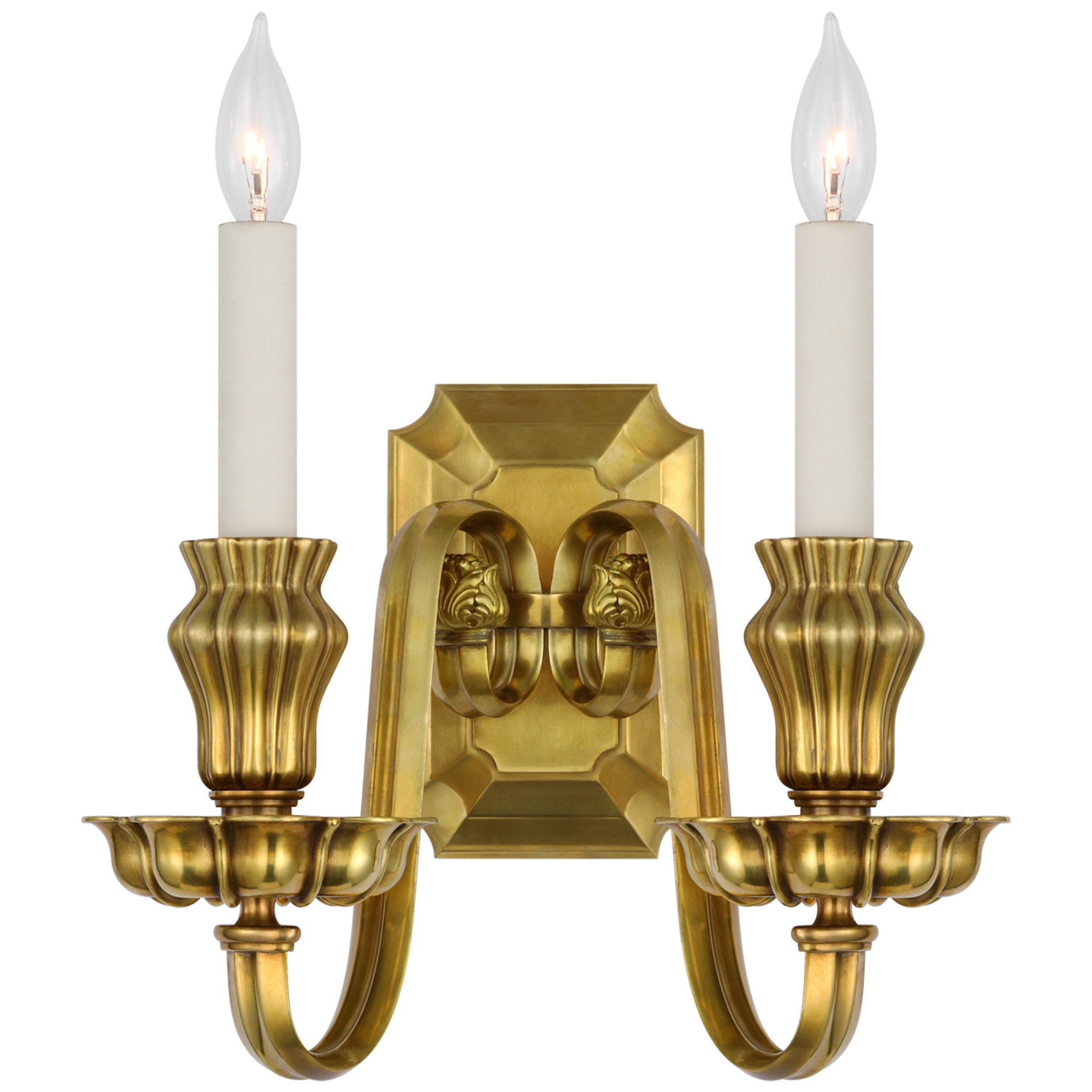 Ralph Lauren Falaise Double Sconce in Natural Brass Wall Light W13.5" x H12.25"