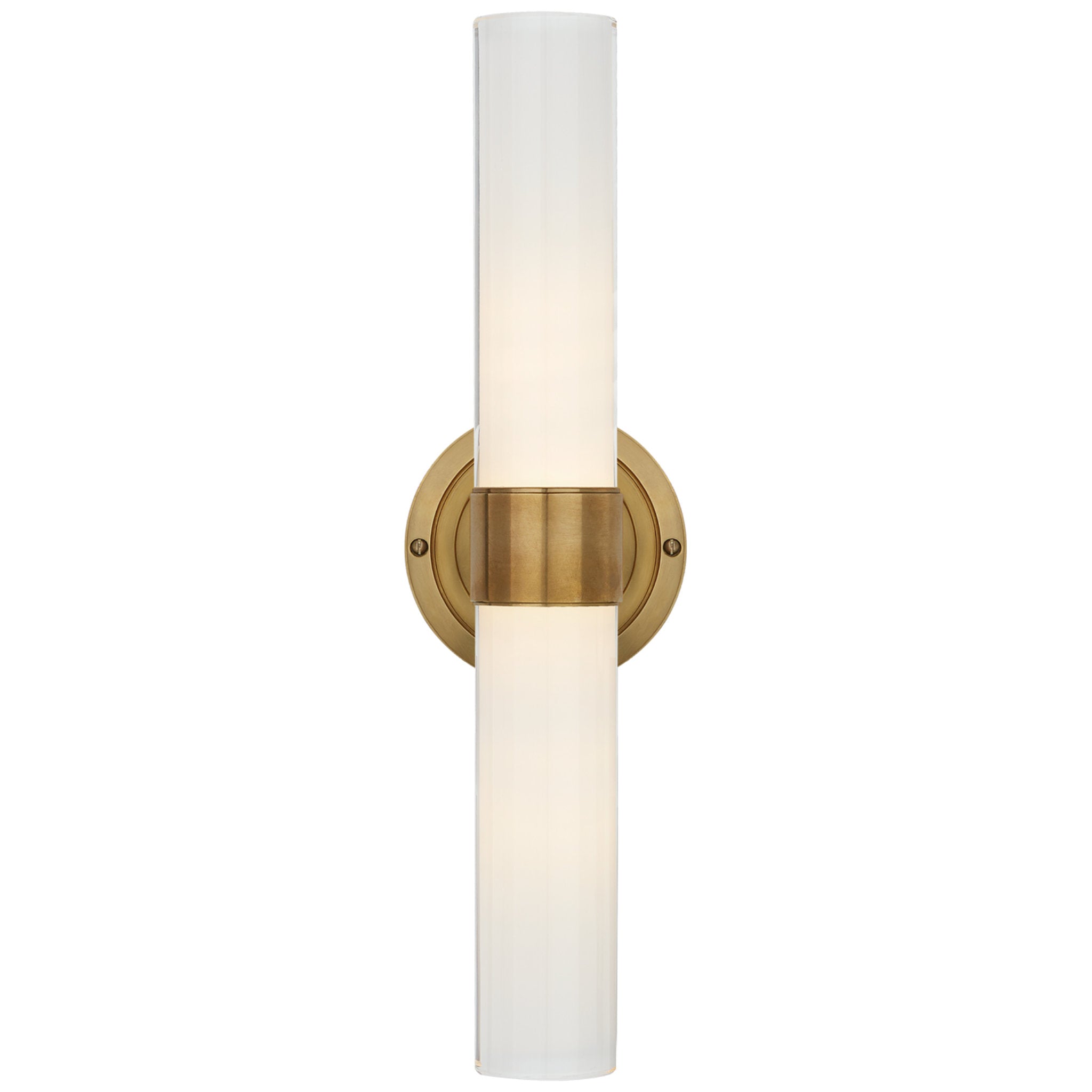 Ralph Lauren Jones Medium Double Sconce in Natural Brass with White Glass Wall Light W5" x H18.25"