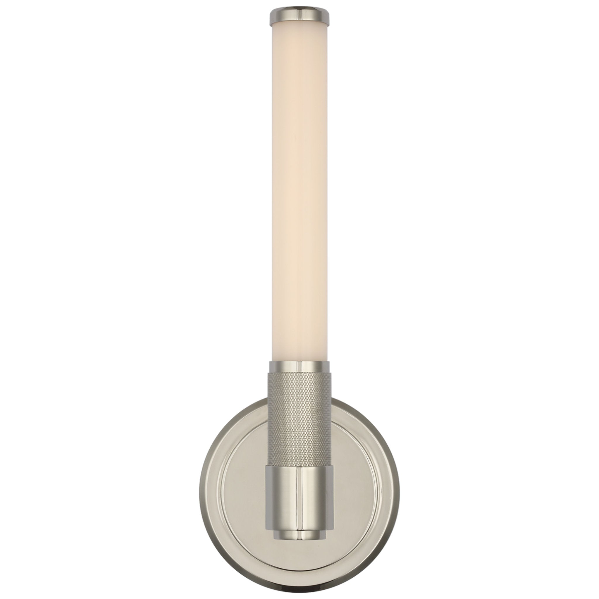 Ralph Lauren Barrett 13" Single Bath Light in Polished Nickel with White Glass Wall Light W4.5" x H12.75"