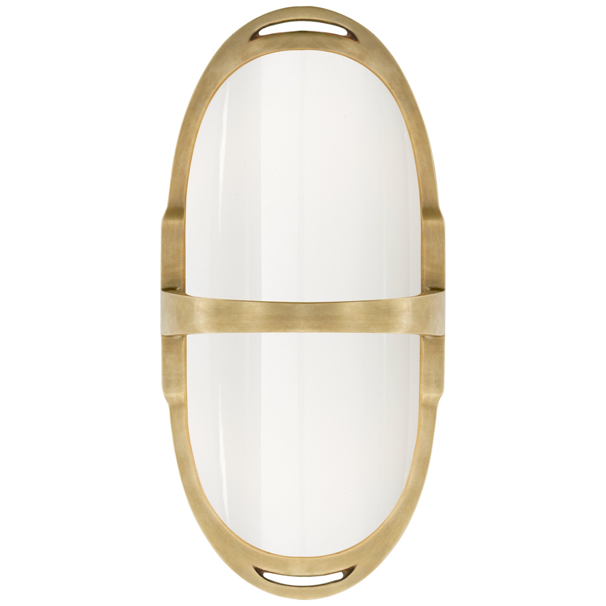 Ralph Lauren Westbury Double Sconce in Natural Brass with White Glass Wall Light W6" x H12"