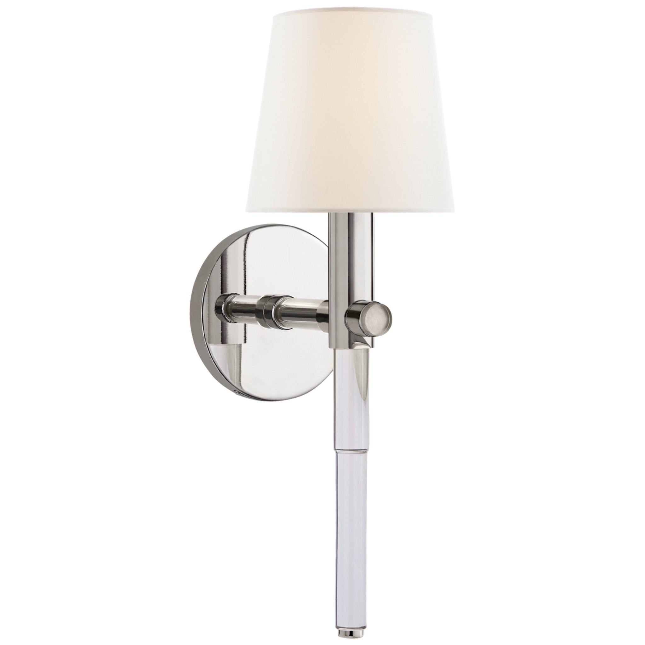 Ralph Lauren Sable Tail Sconce in Crystal and Polished Nickel with Linen Shade Wall Light W5" x H15.25"
