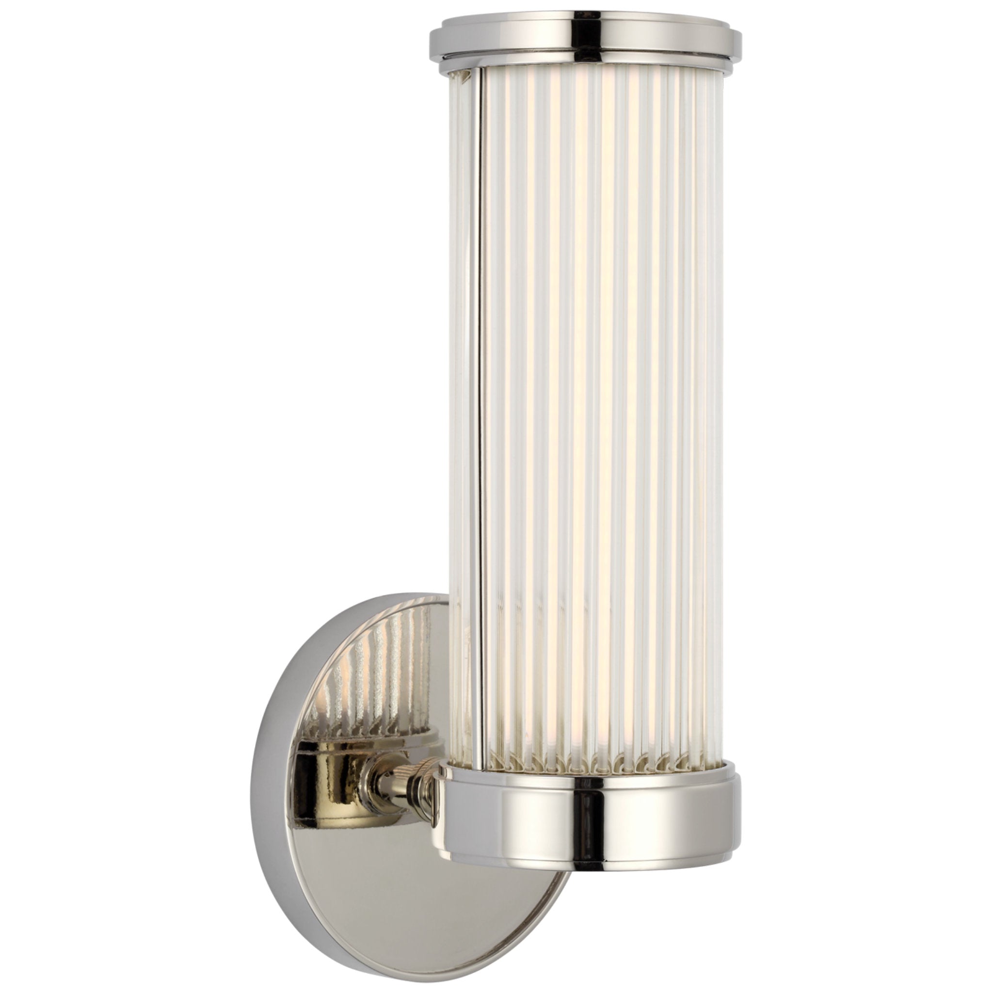 Ralph Lauren Ranier Single Bath Light in Polished Nickel with Clear Glass Rods Wall Light W4.25" x H10.5"