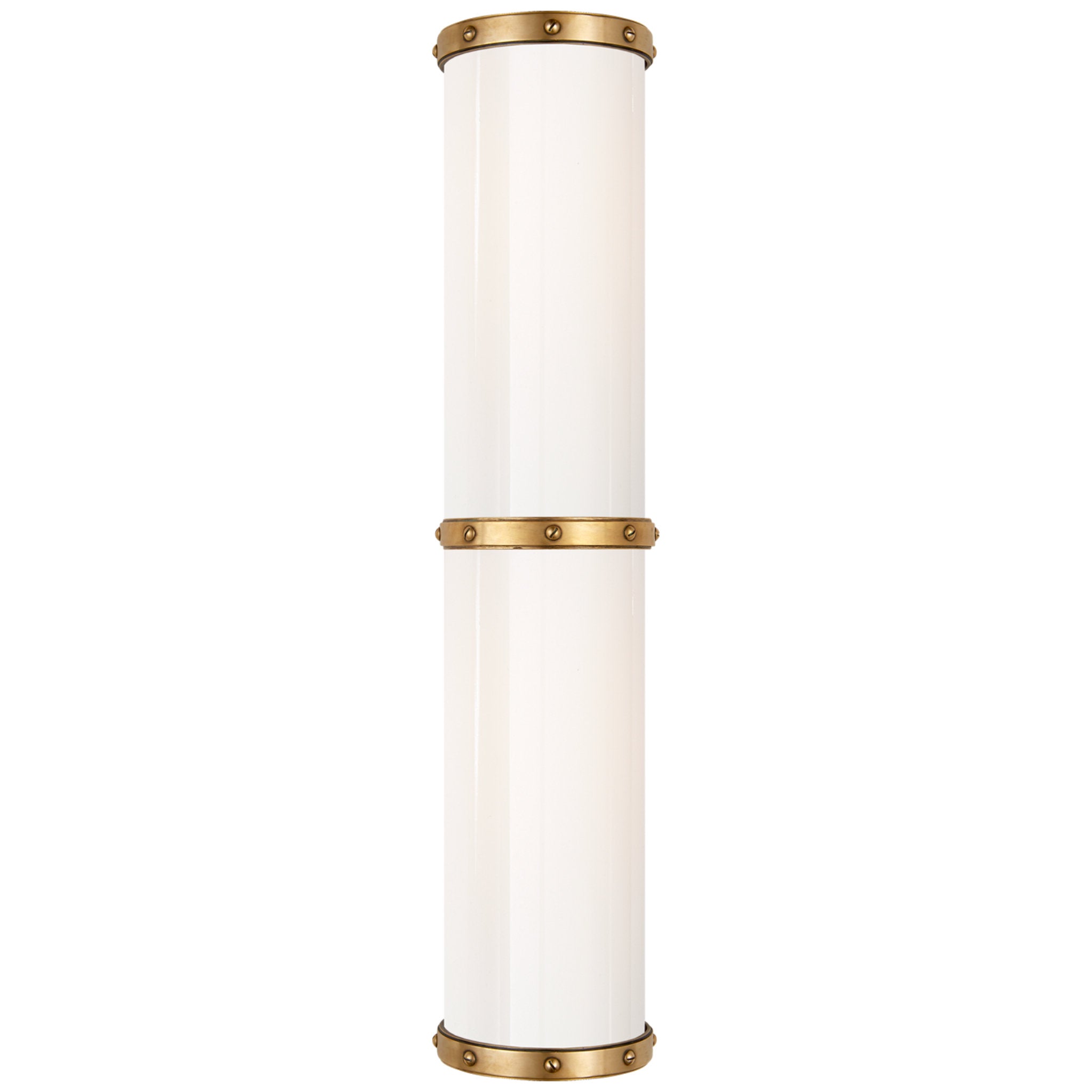 Ralph Lauren Bleeker Double Bath Sconce in Natural Brass with White Glass Wall Light W5.25" x H23.25"