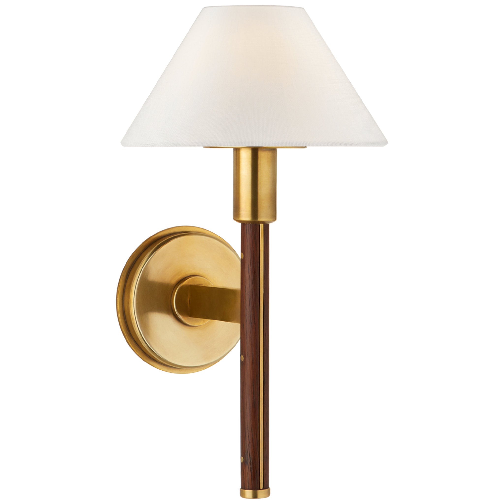 Ralph Lauren Radford Small Sconce in Natural Brass and Natural Rift Oak with Linen Shade Wall Light W7.75" x H14"