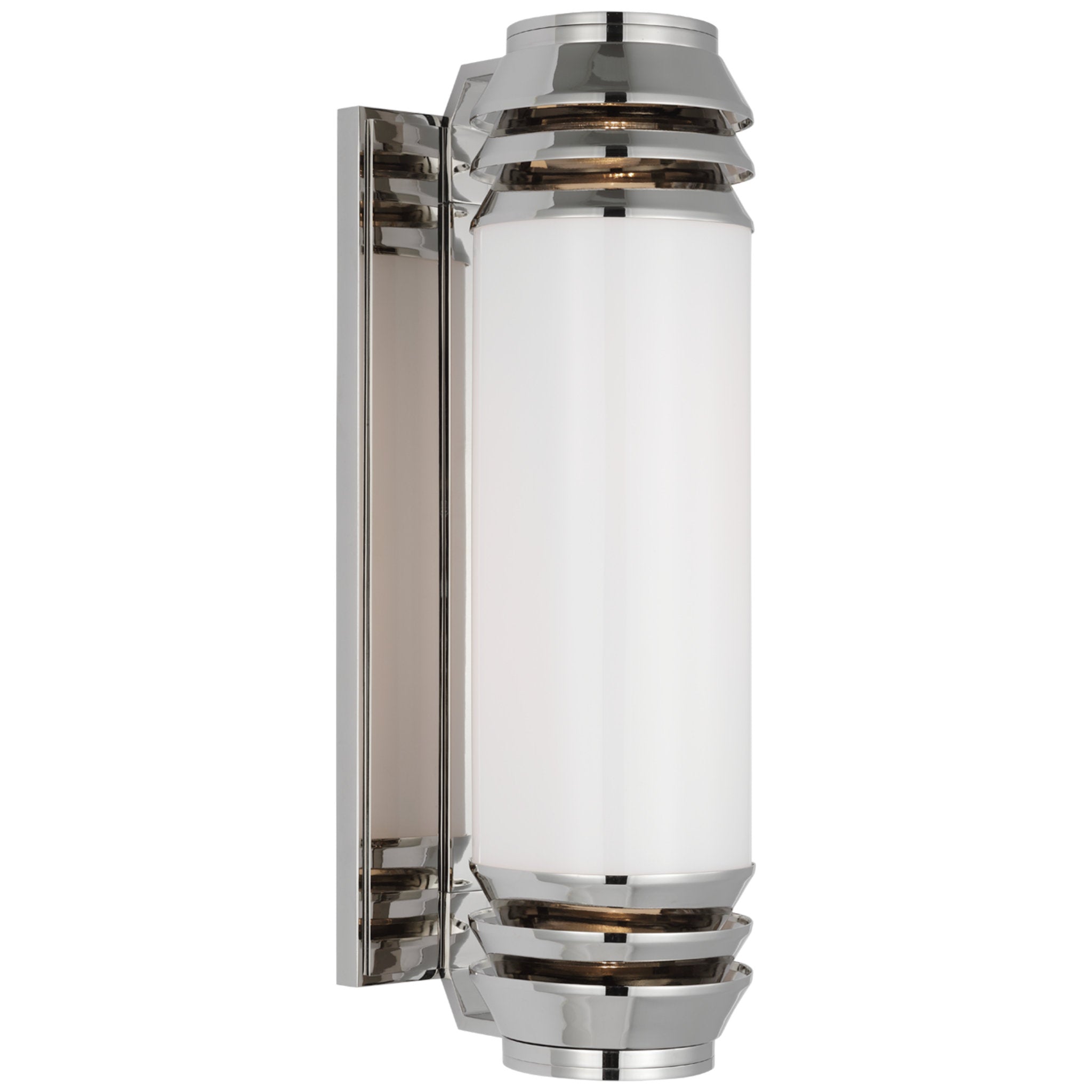 Ralph Lauren Chadwell 19" Sconce in Polished Nickel with White Glass Wall Light W5.25" x H19"