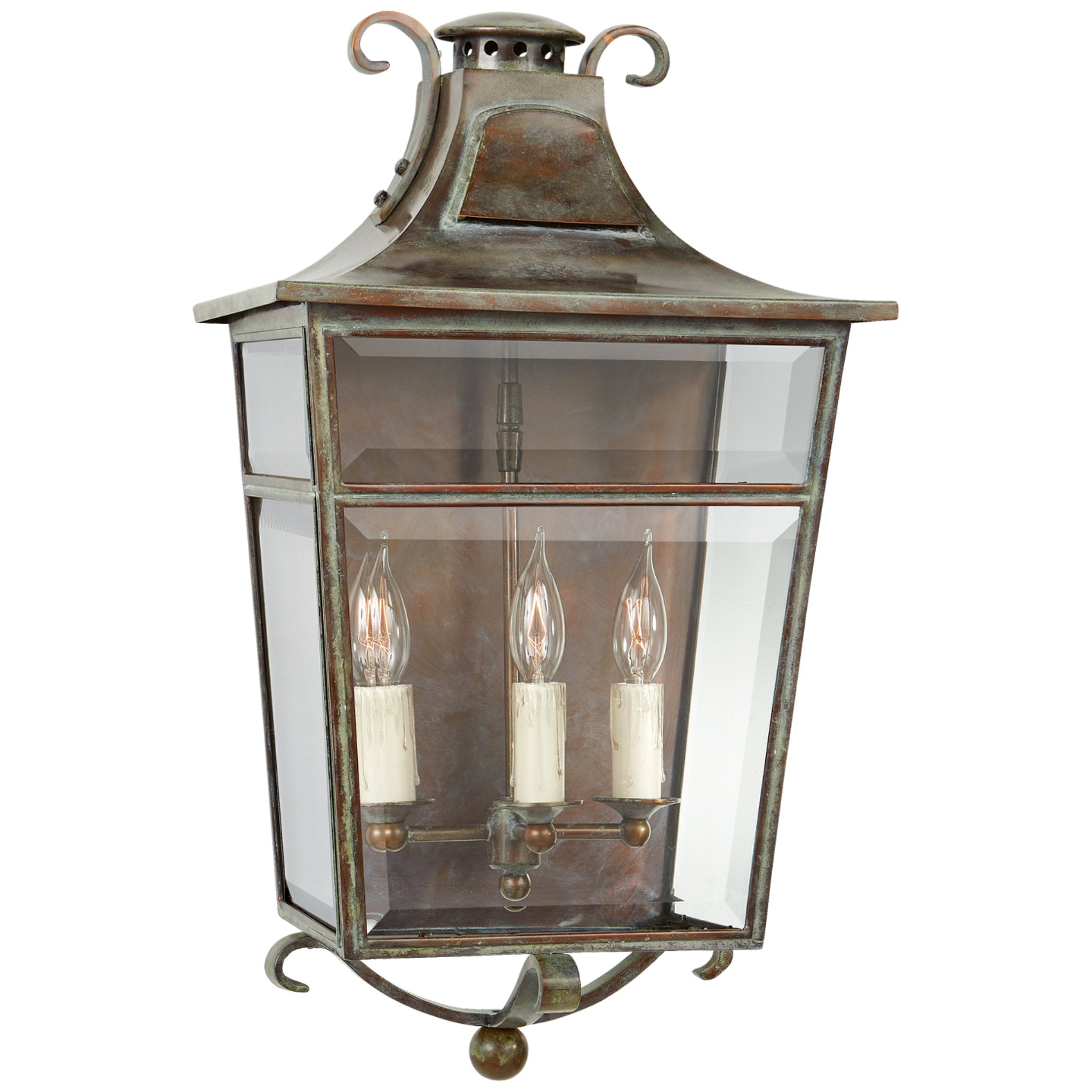 Ralph Lauren Carrington Medium Sconce in Weathered Verdigris with Clear Glass Outdoor Lighting W13.5" x H24"