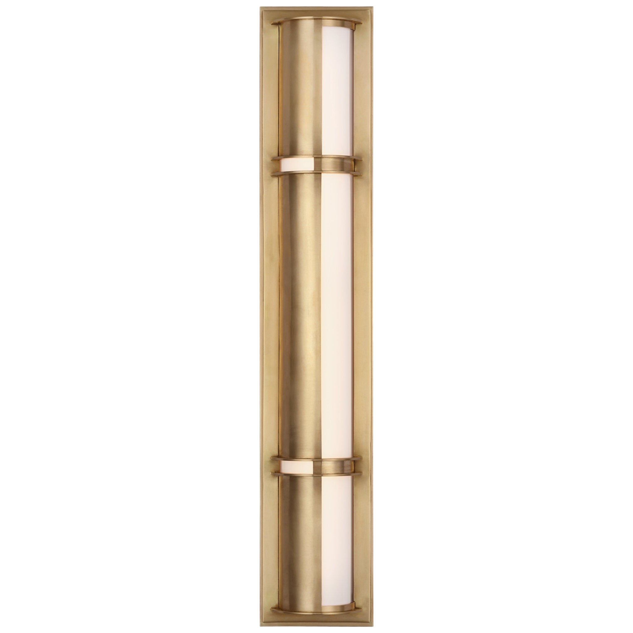 Ralph Lauren Strever 26" Shielded Bath Light in Natural Brass with White Glass Wall Light W4.5" x H26"