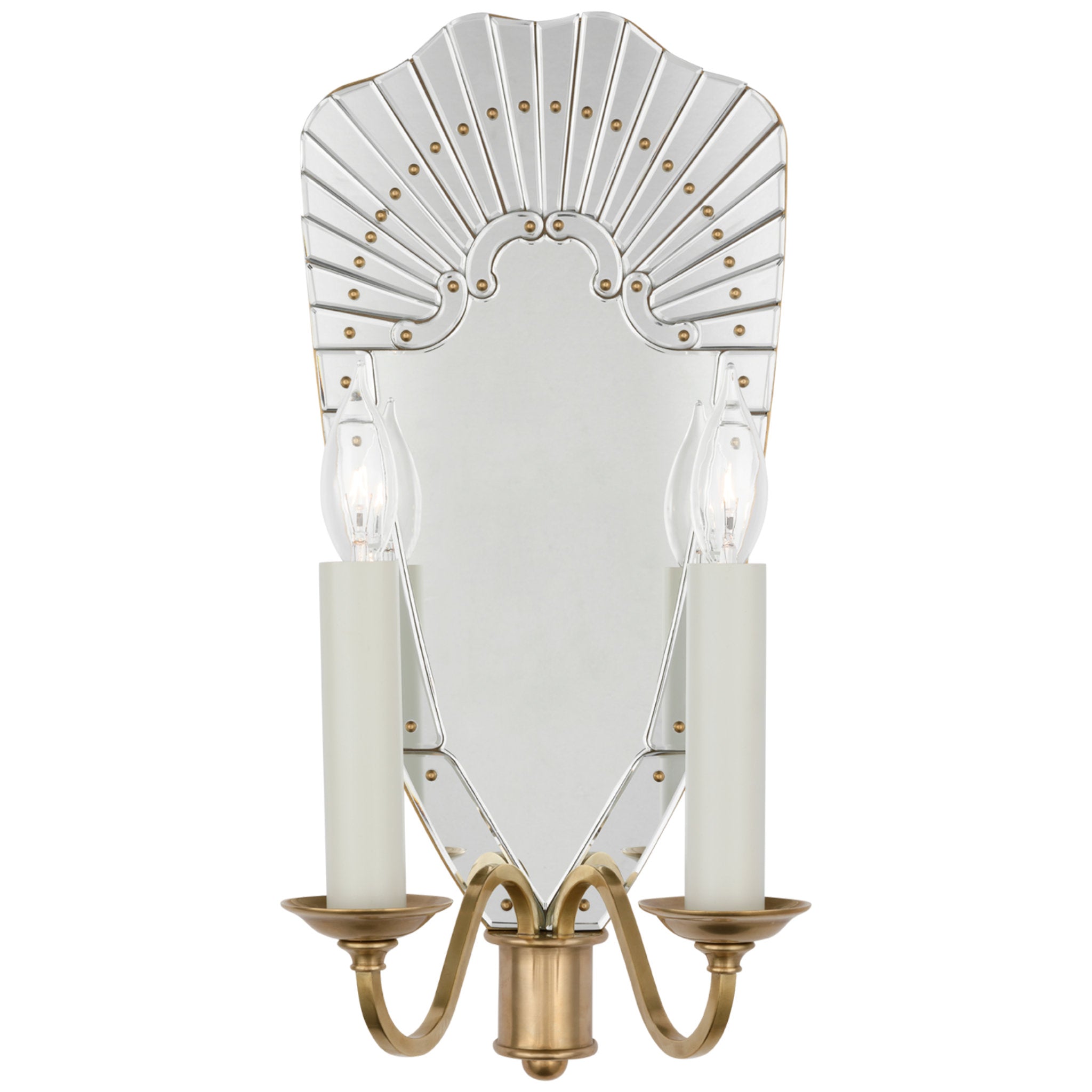 Ralph Lauren Adelaide Large Double Sconce in Mirror and Natural Brass Wall Light W8.5" x H18.5"