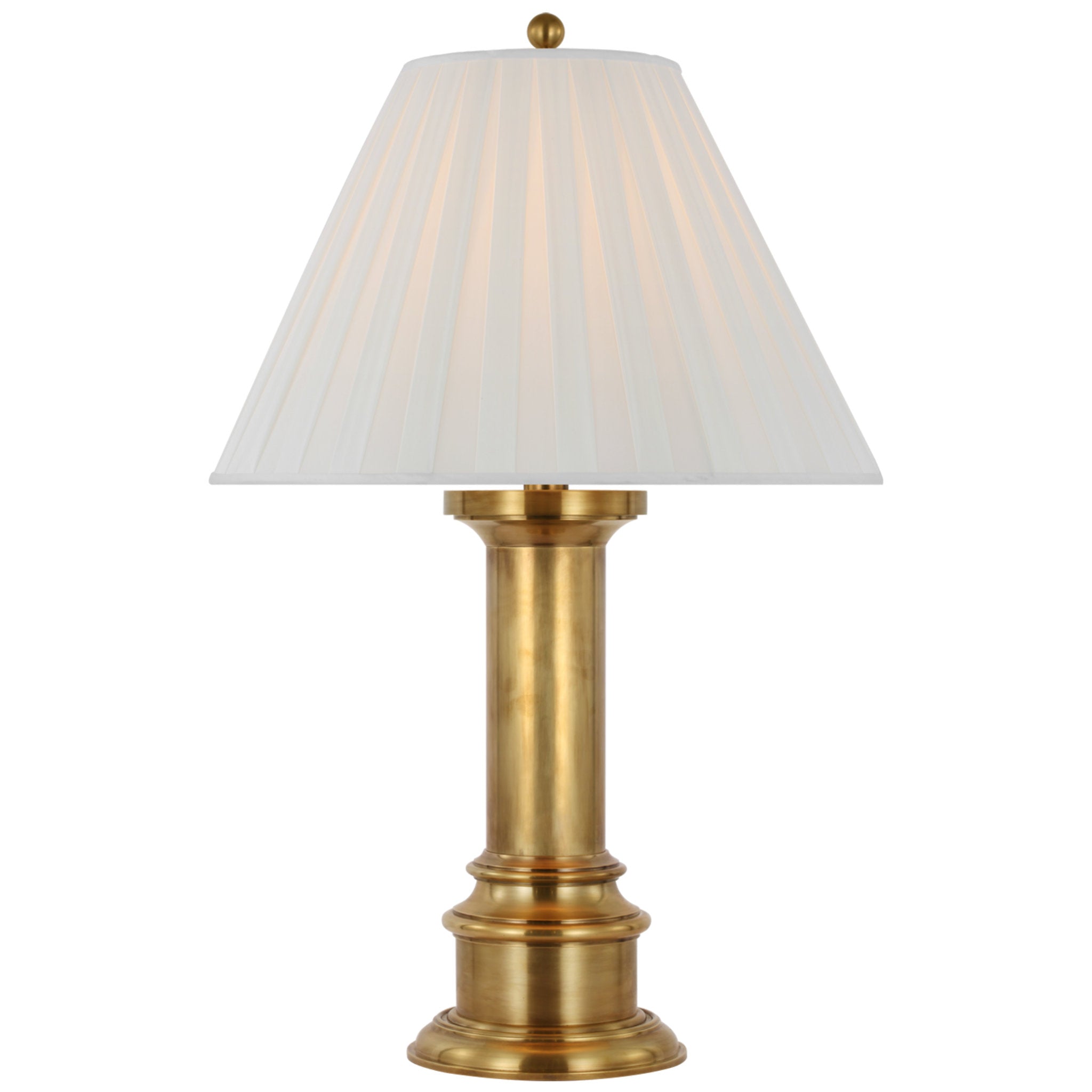 Ralph Lauren Hammett Large Table Lamp in Natural Brass with Silk Box Pleat Shade W22" x H33.75"