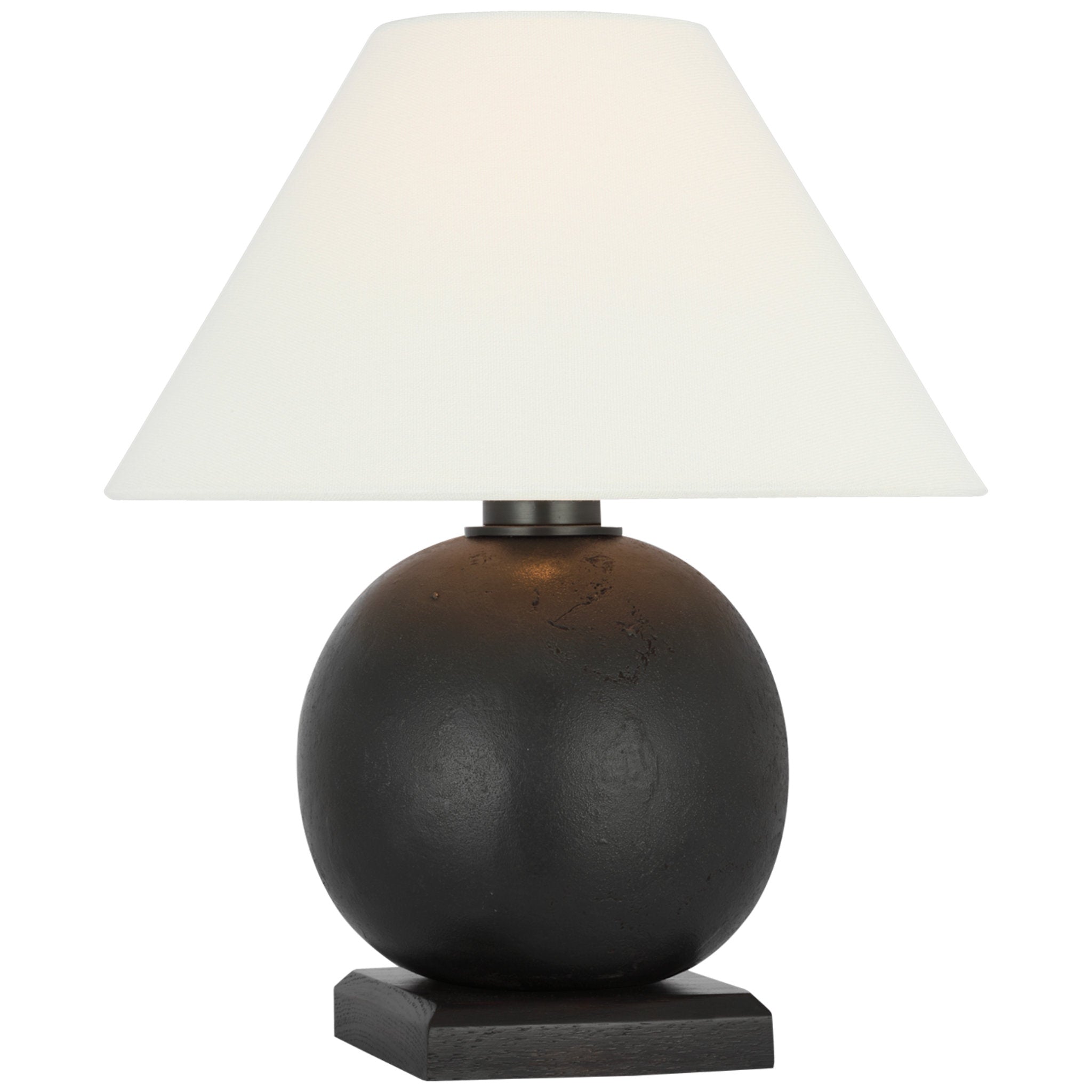 Ralph Lauren Hardwick 12" Accent Lamp in Museum Bronze and Black Ebony with Linen Shade Table Lamp W10.5" x H12.25"
