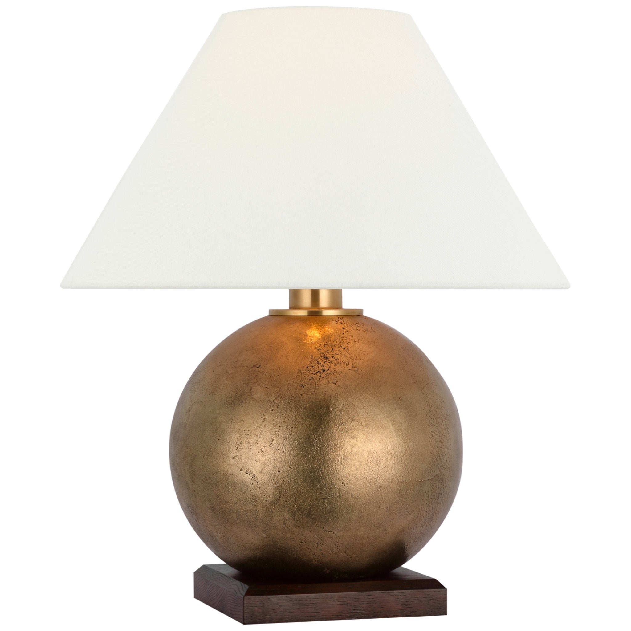 Ralph Lauren Hardwick 20" Table Lamp in Museum Brass and Natural Rift Oak with Linen Shade W16" x H19"