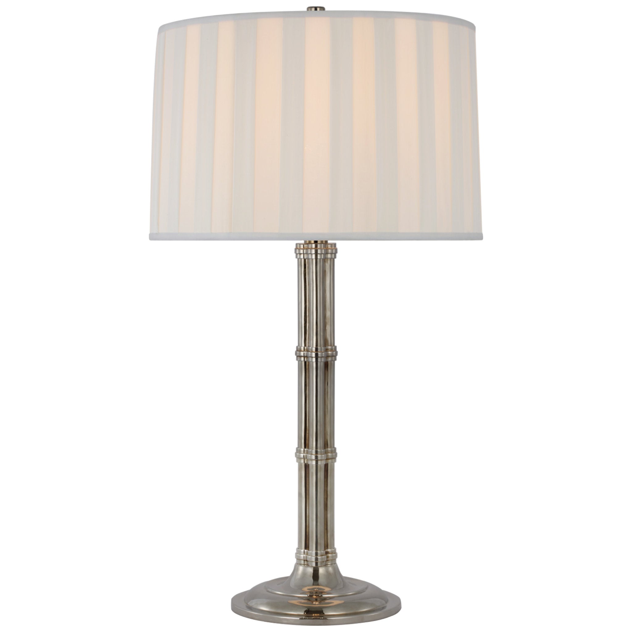 Ralph Lauren Downing Large Table Lamp in Butler's Silver with Silk Box Pleat Shade W17.5" x H31"