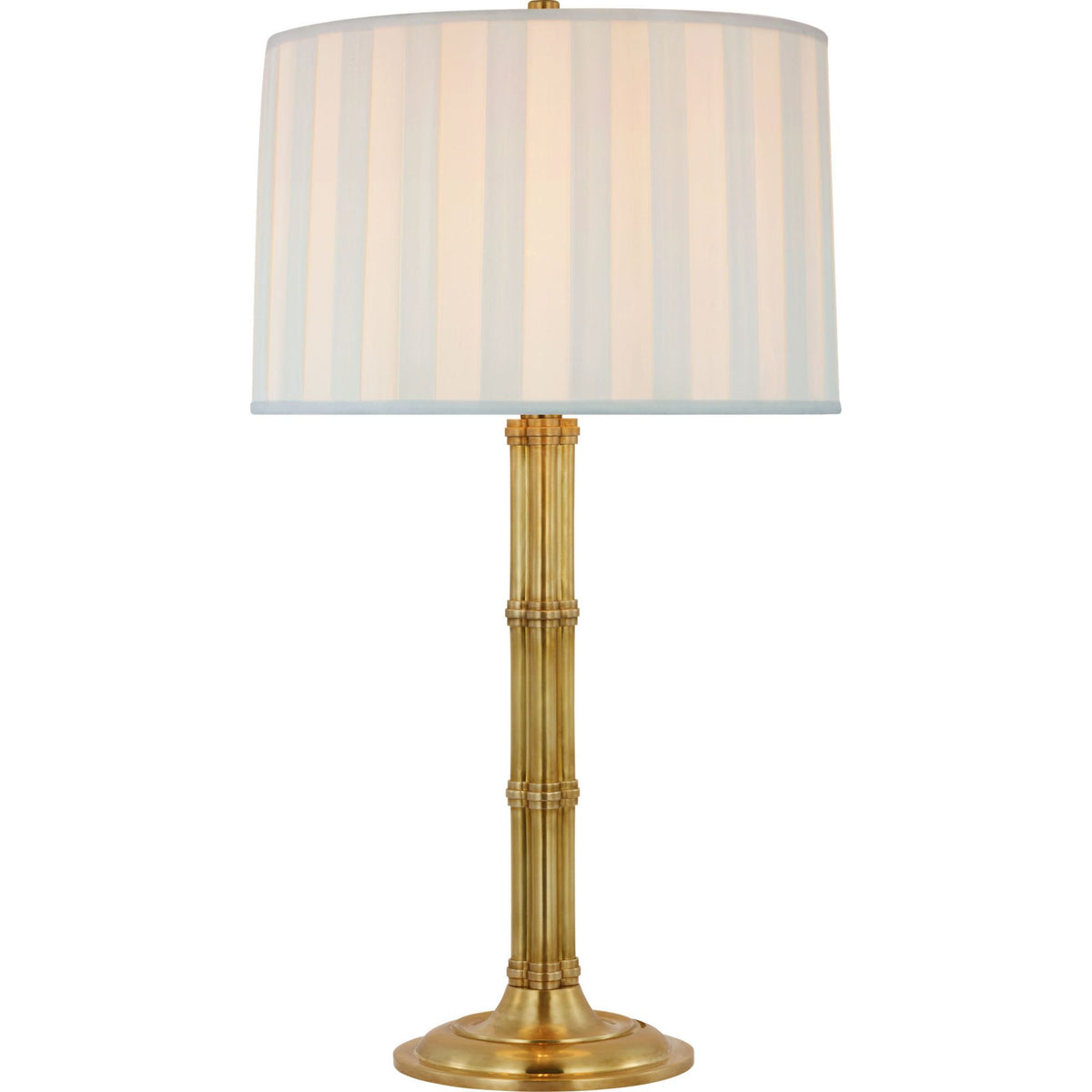 Ralph Lauren Downing Large Table Lamp in Natural Brass with Silk Box Pleat Shade W17.5" x H31"