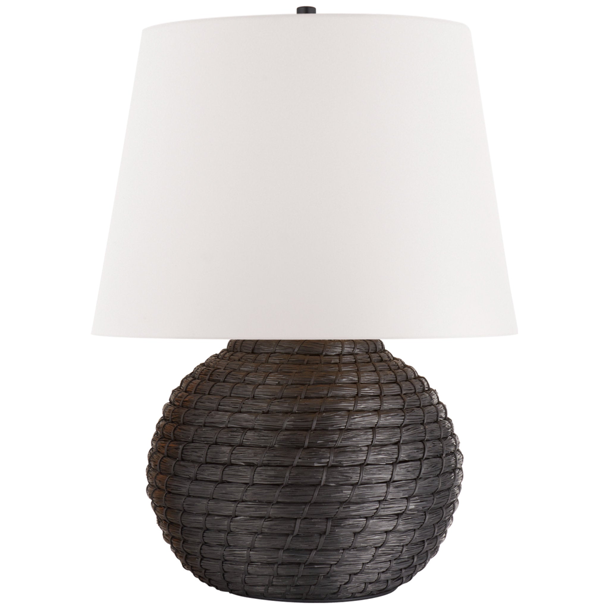 Ralph Lauren Lohan Medium Table Lamp in Black Rattan with White Paper Shade W21" x H27"