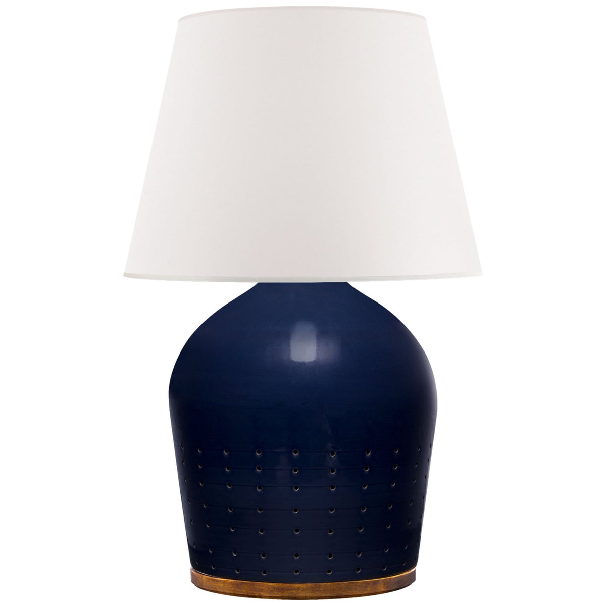 Ralph Lauren Halifax Small Table Lamp in Blue Ceramic with White Paper Shade W19" x H27.5"