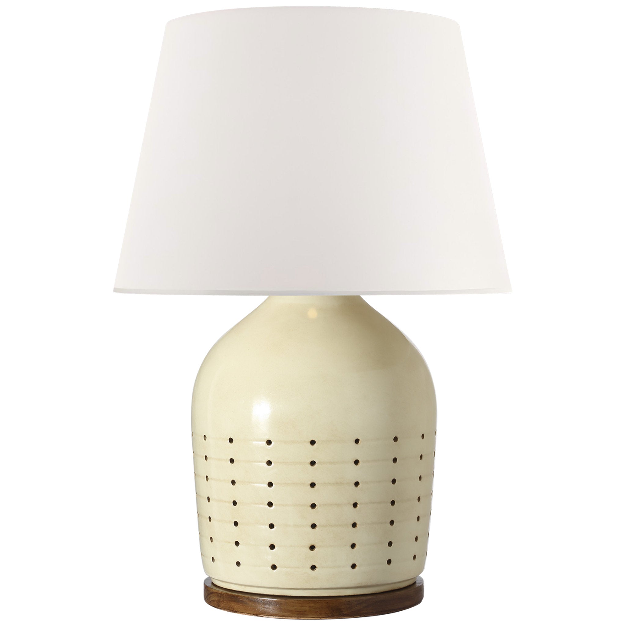 Ralph Lauren Halifax 28" Cordless Pierced Ceramic Table Lamp in Coconut with Linen Shade W19" x H29.5"