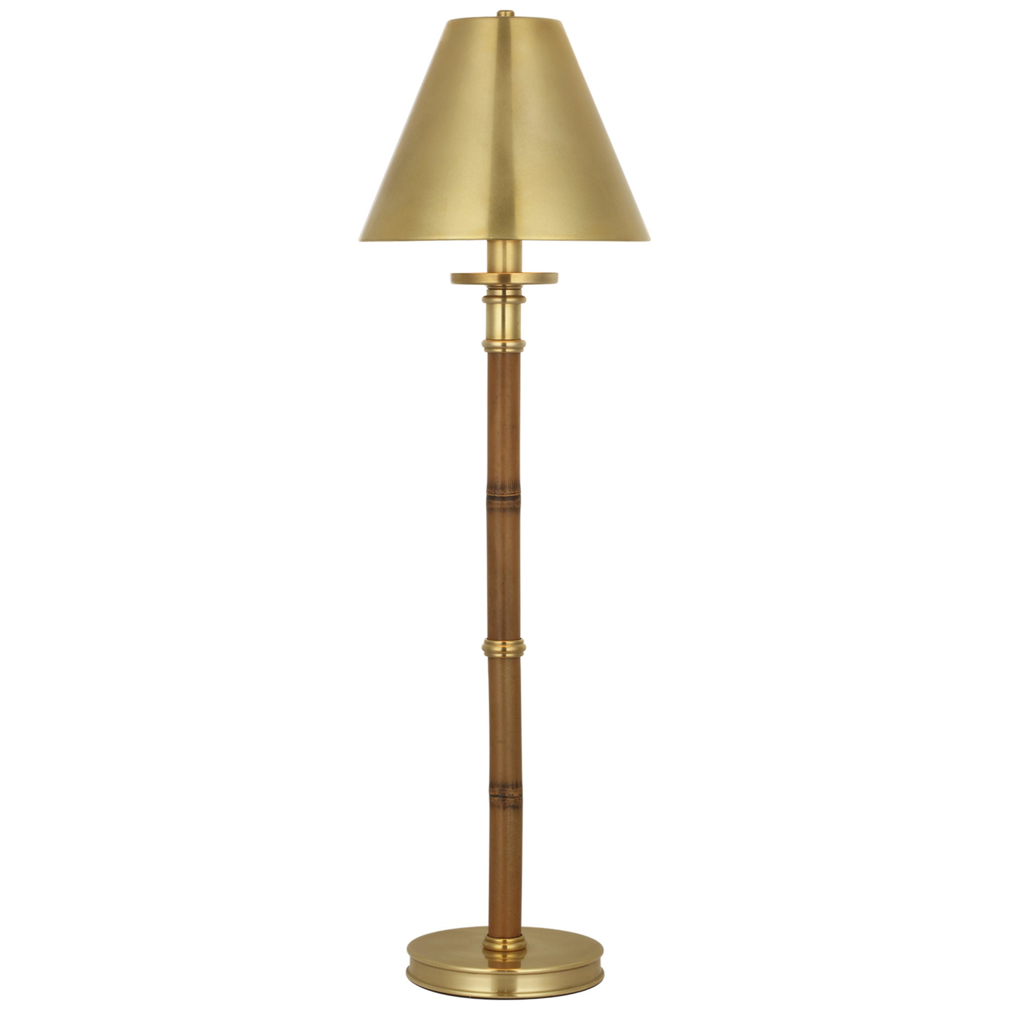 Ralph Lauren Dalfern 27" Cordless Desk Lamp in Waxed Bamboo and Natural Brass with Natural Brass Shade Table Lamp W8.25" x H26.5"
