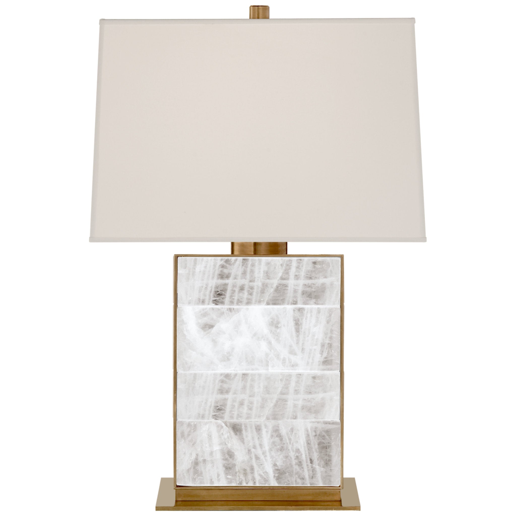 Ralph Lauren Ellis Bedside Lamp in Natural Brass and Quartz with Percale Shade Table Lamp W15" x H22.5"