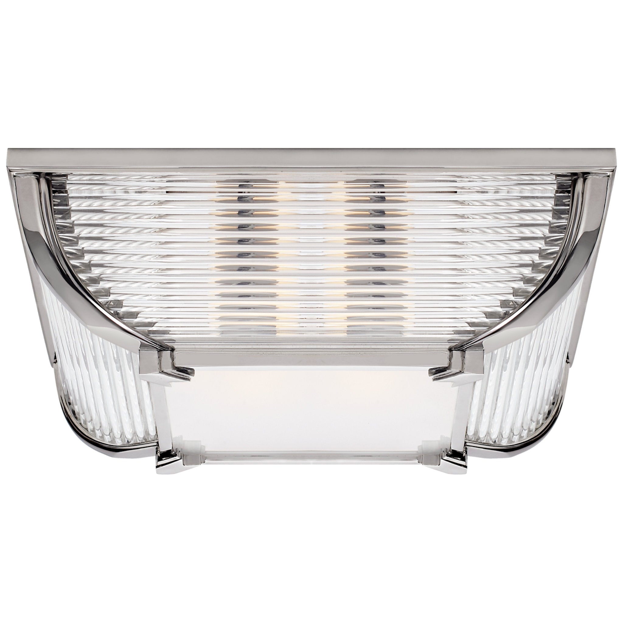 Ralph Lauren Perry Large Flush Mount in Polished Nickel and Glass Rods with White Glass Ceiling Light W14" x H4"