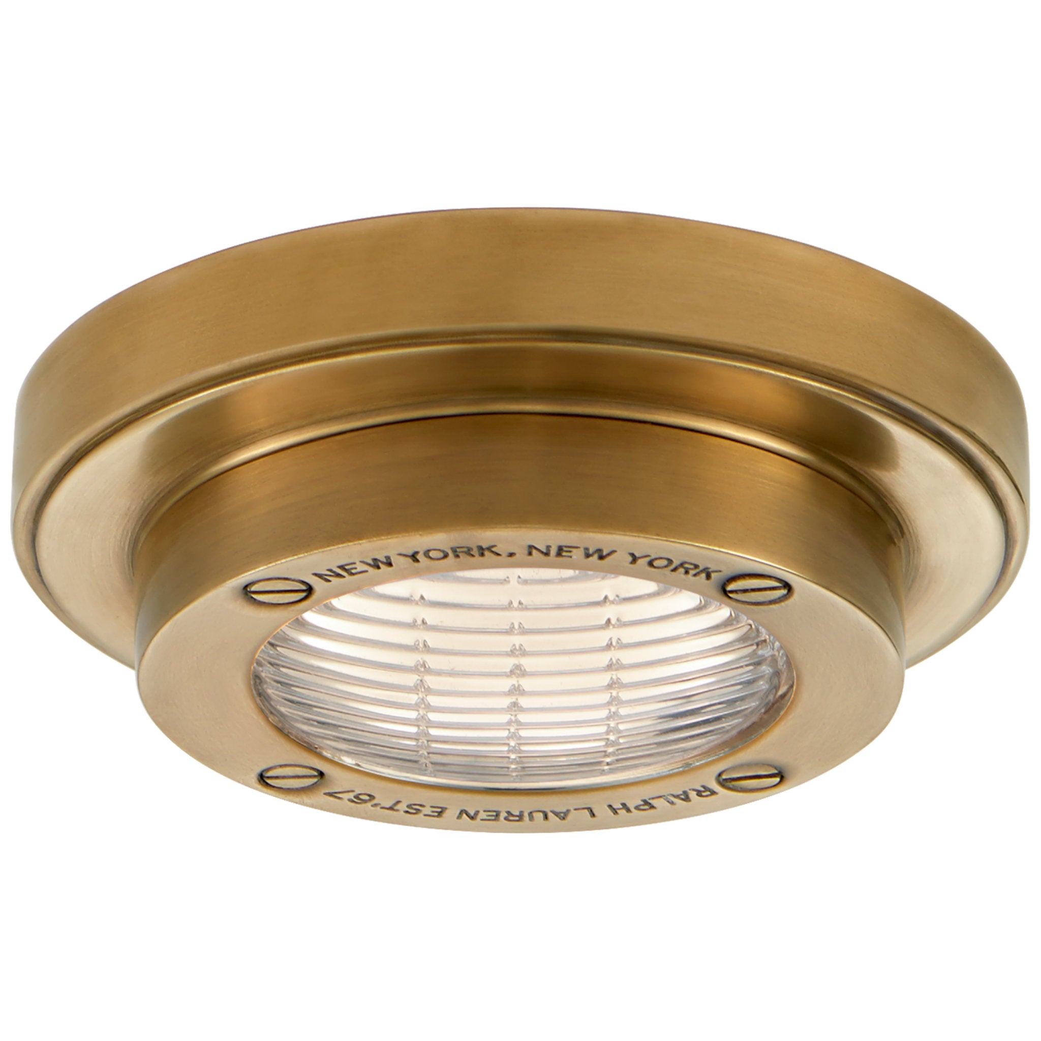 Ralph Lauren Grant 4.5" Solitaire Flush Mount in Natural Brass Ceiling Light W4.5" x H1.5"