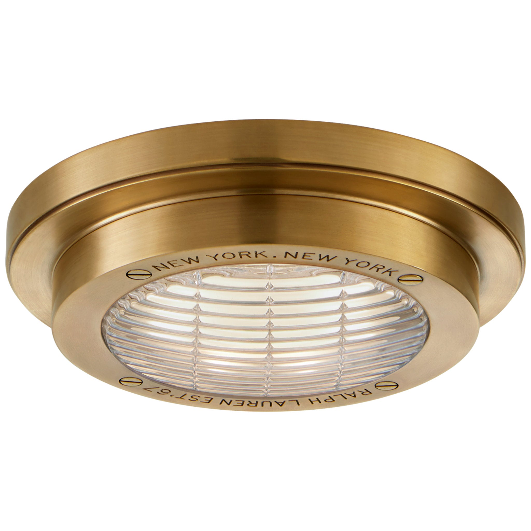 Ralph Lauren Grant 6.25" Solitaire Flush Mount in Natural Brass Ceiling Light W6.25" x H1.75"
