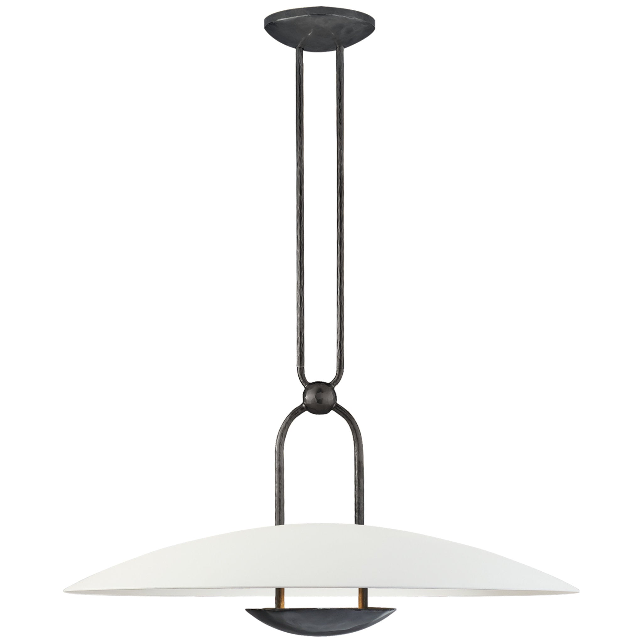 Ralph Lauren Cara Medium Sculpted Pendant in Bronze with Plaster White Shade Ceiling Light W28"