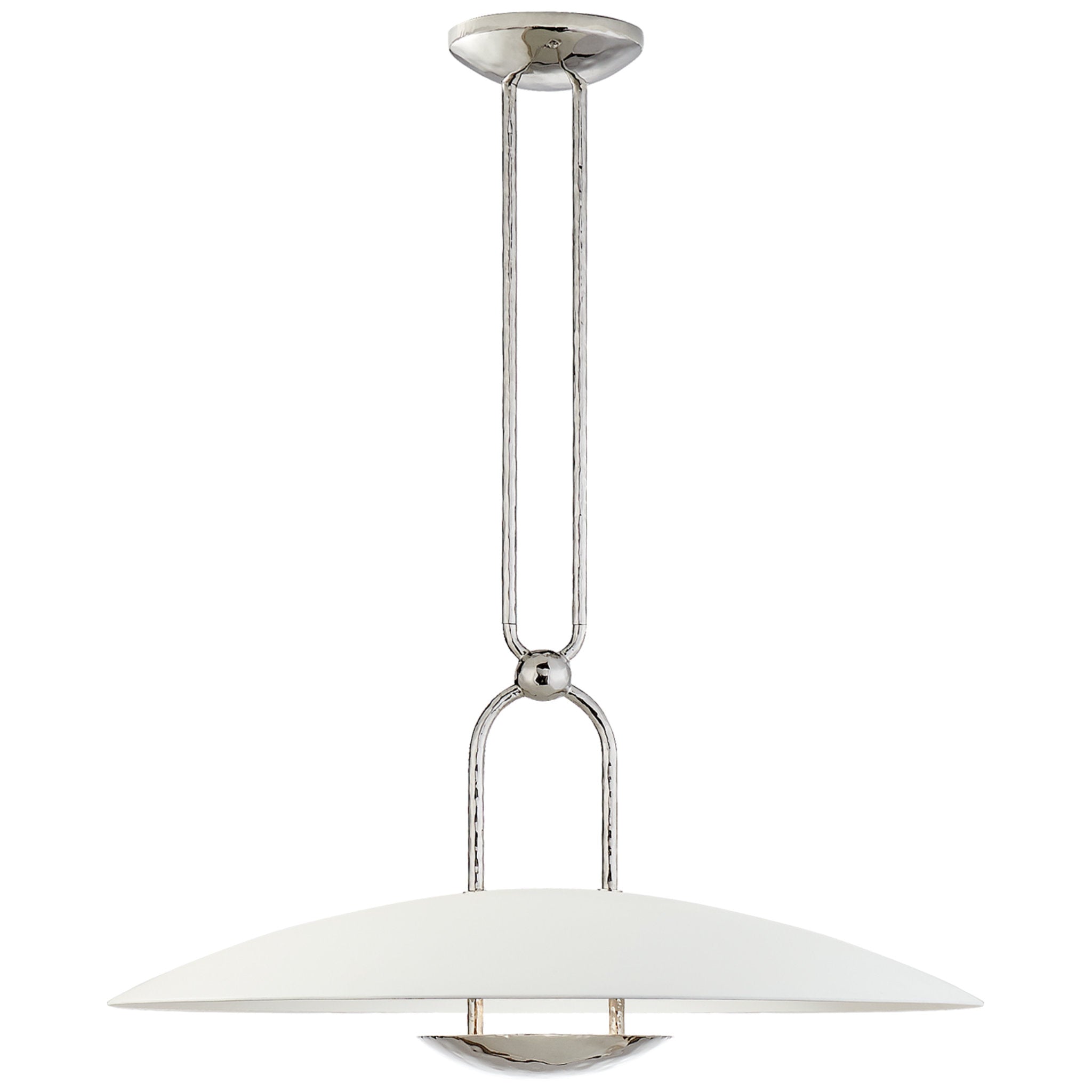 Ralph Lauren Cara Medium Sculpted Pendant in Polished Nickel with Plaster White Shade Ceiling Light W28"