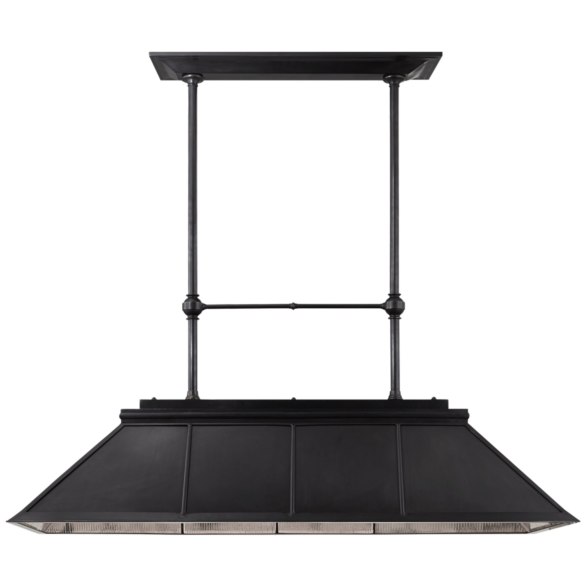 Ralph Lauren Rivington Large Billiard Chandelier in Bronze with Antiqued Ribbed Mirror Ceiling Light W56.25"