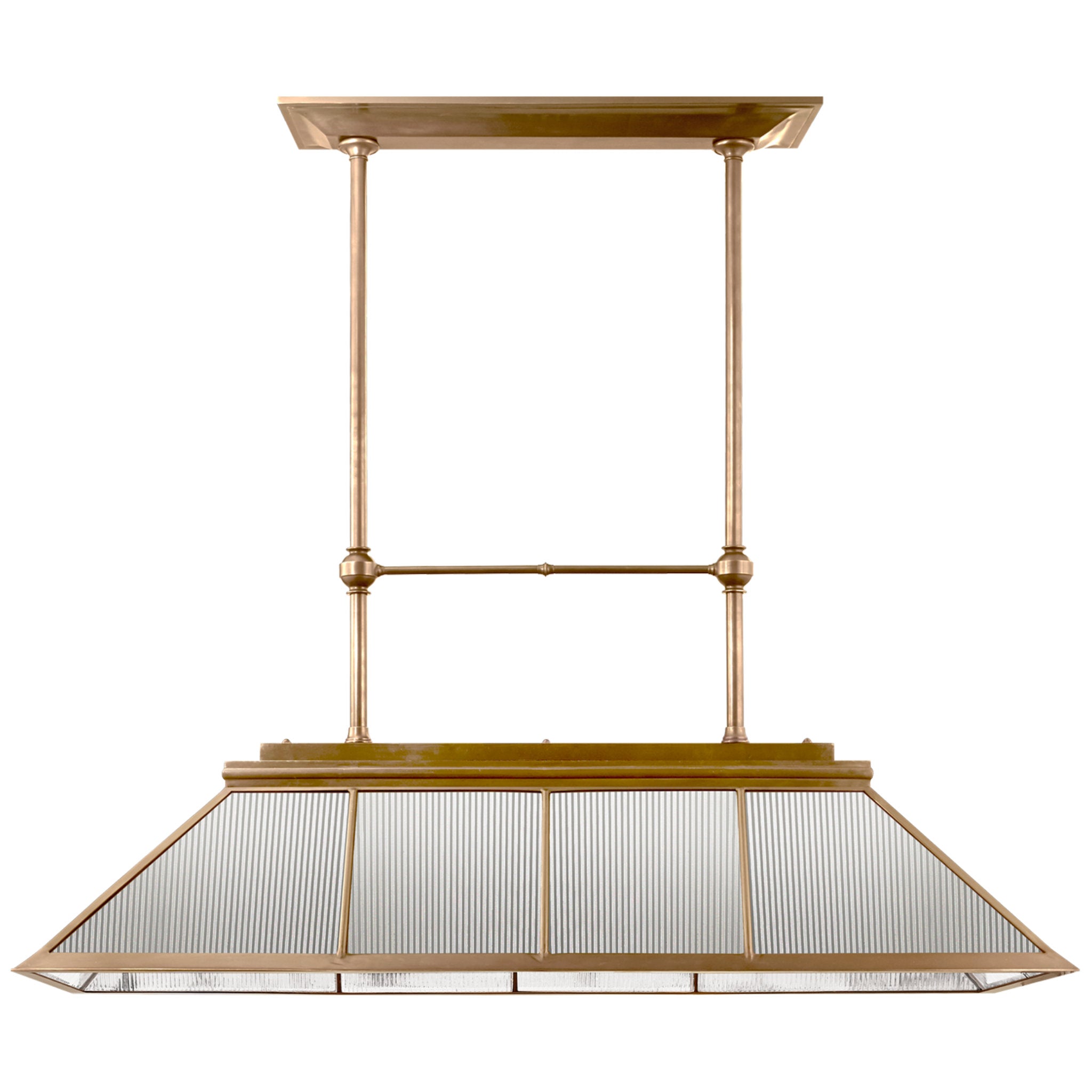 Ralph Lauren Rivington Large Billiard Chandelier in Natural Brass with Clear Ribbed Glass Ceiling Light W56.25"