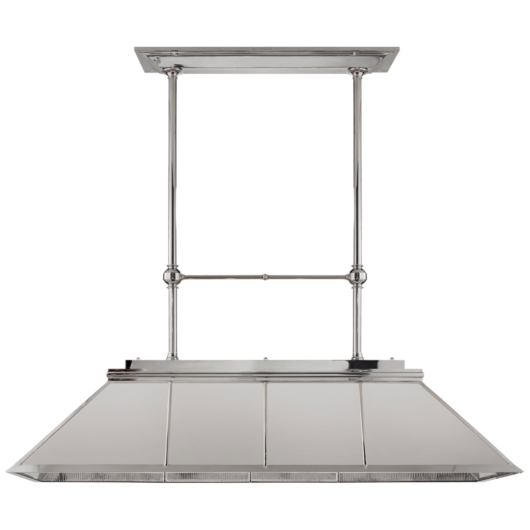 Ralph Lauren Rivington Large Billiard Chandelier in Polished Nickel with Ribbed Mirror Ceiling Light W56.25"