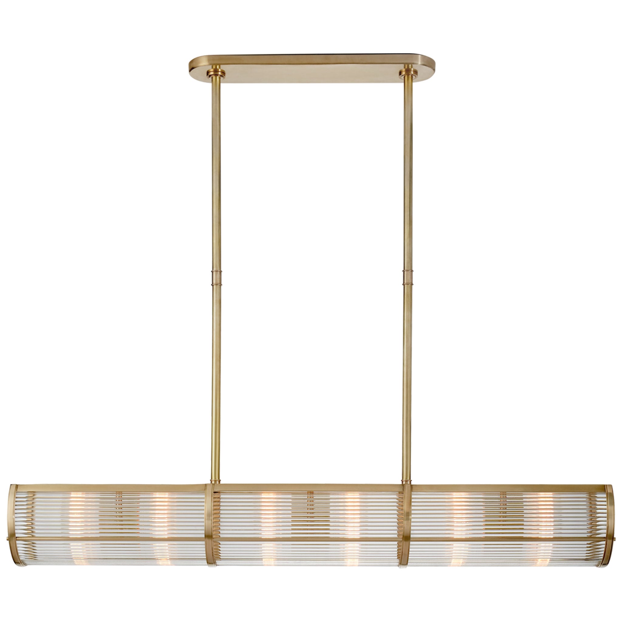 Ralph Lauren Allen Medium Linear Pendant in Natural Brass and Glass Rods Ceiling Light W48.25"