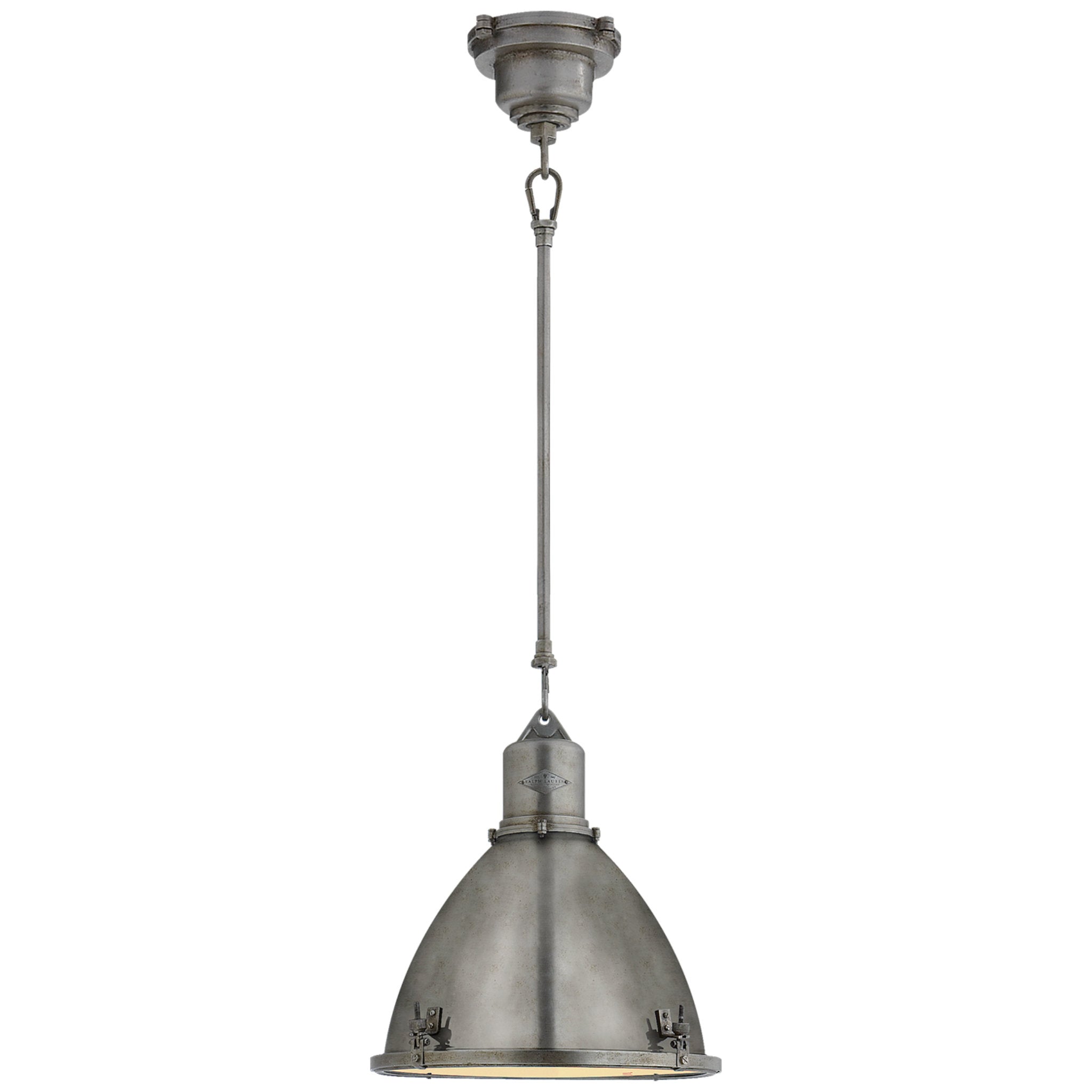 Ralph Lauren Fulton Small Pendant in Industrial Steel Ceiling Light W13"