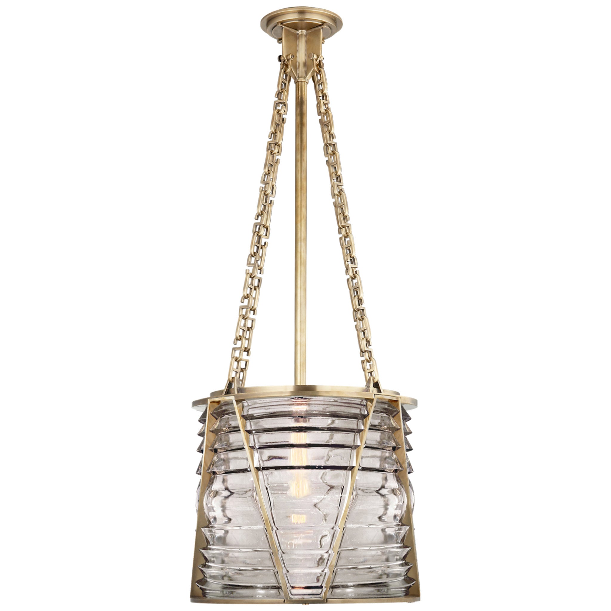 Ralph Lauren Chatham Large Lantern in Natural Brass with Clear Glass Ceiling Light W18.5"