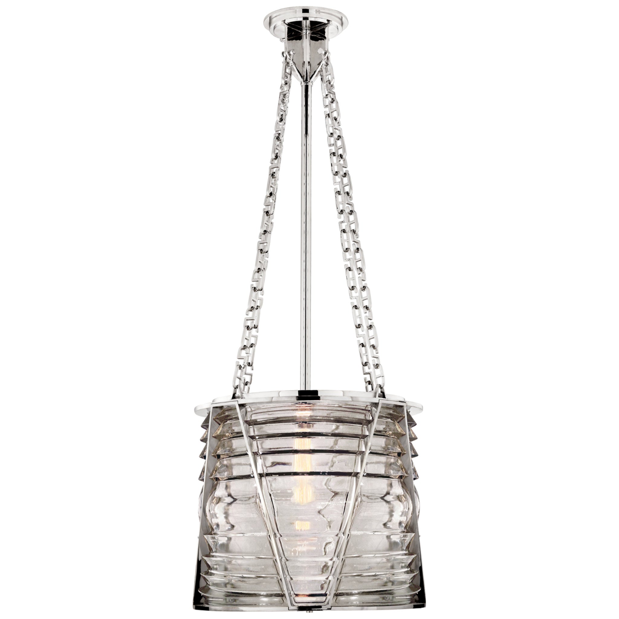 Ralph Lauren Chatham Large Lantern in Polished Nickel with Clear Glass Ceiling Light W18.5"